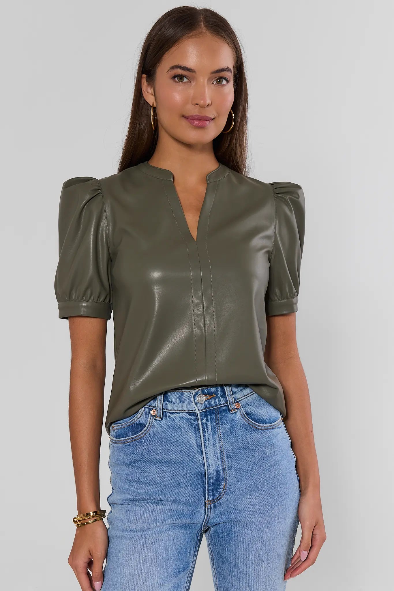 Ariana Olive Split Neck Top