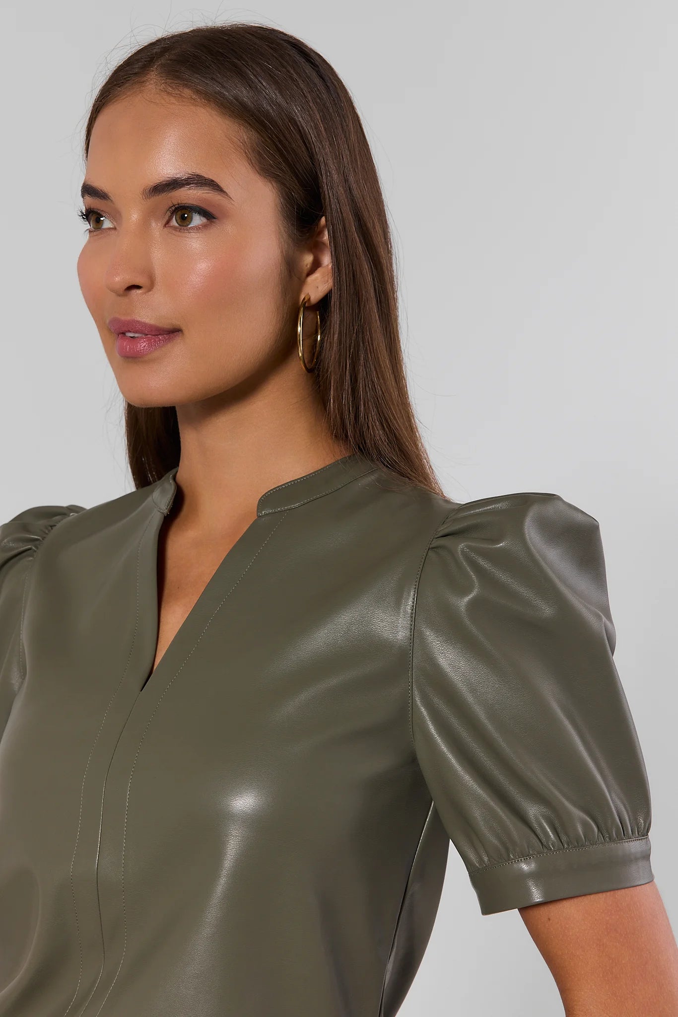 Ariana Olive Split Neck Top