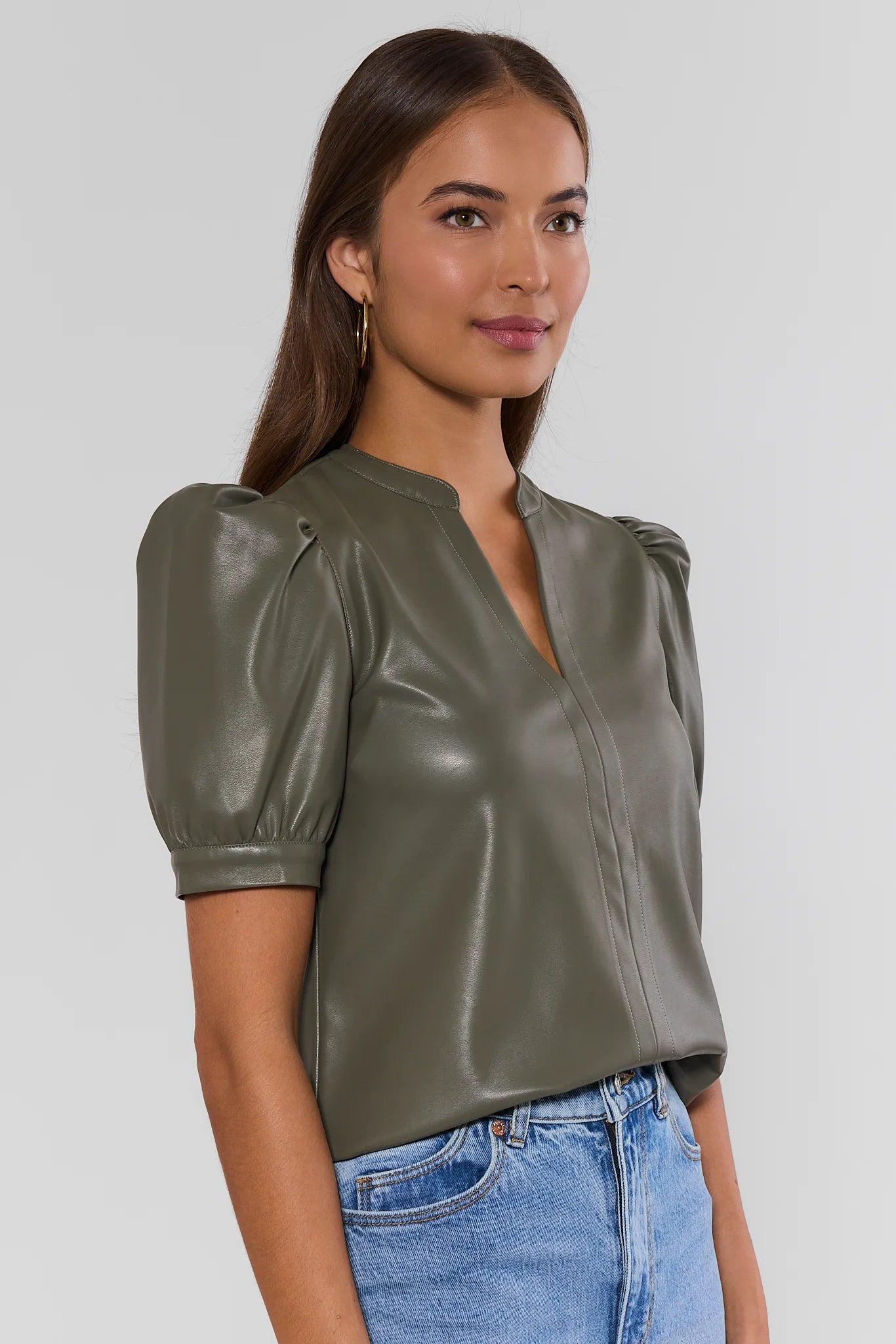 Ariana Olive Split Neck Top