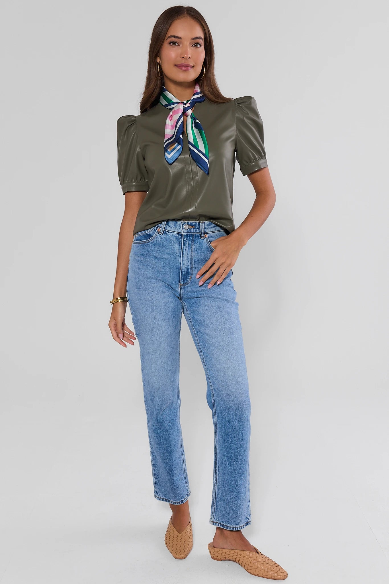 Ariana Olive Split Neck Top