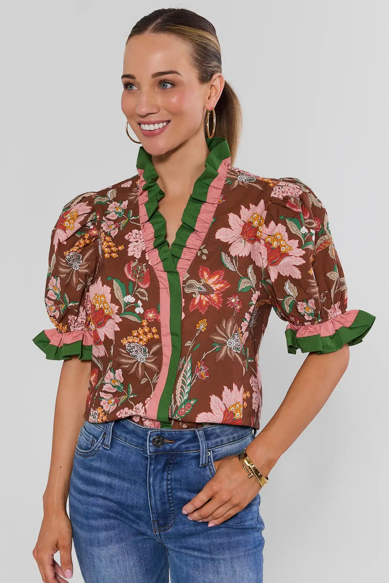 Susana Brown Floral Top