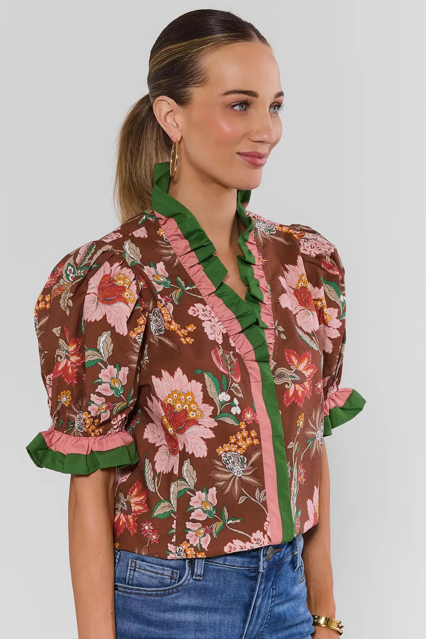 Susana Brown Floral Top