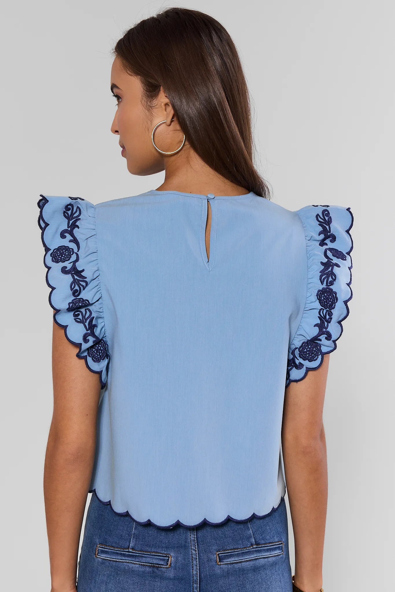 Bradley Blue Embroidered Top by THML