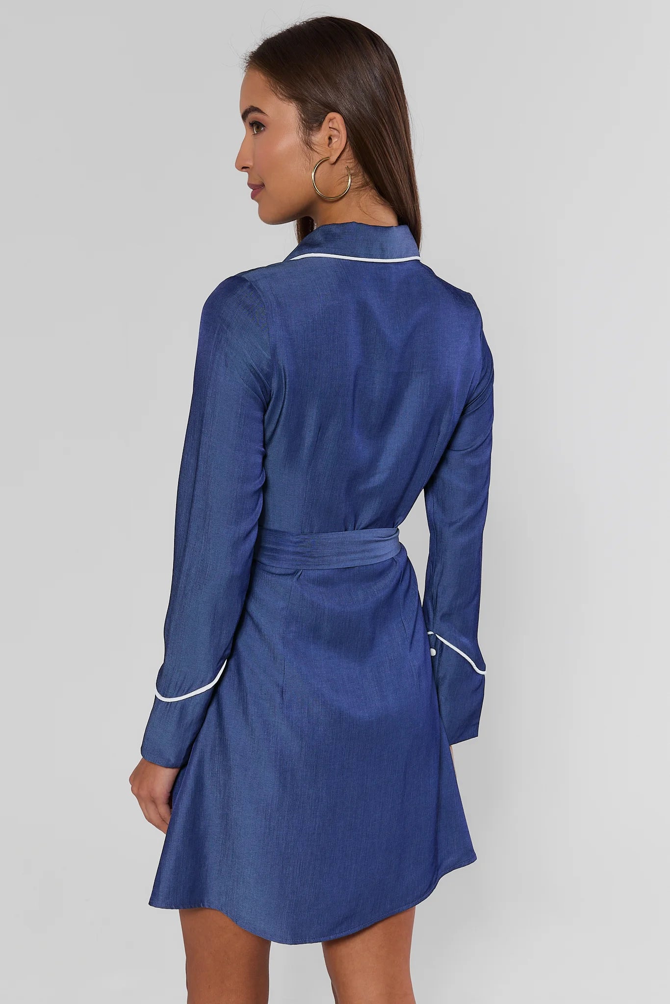 Chambray Embroidered Short Dress