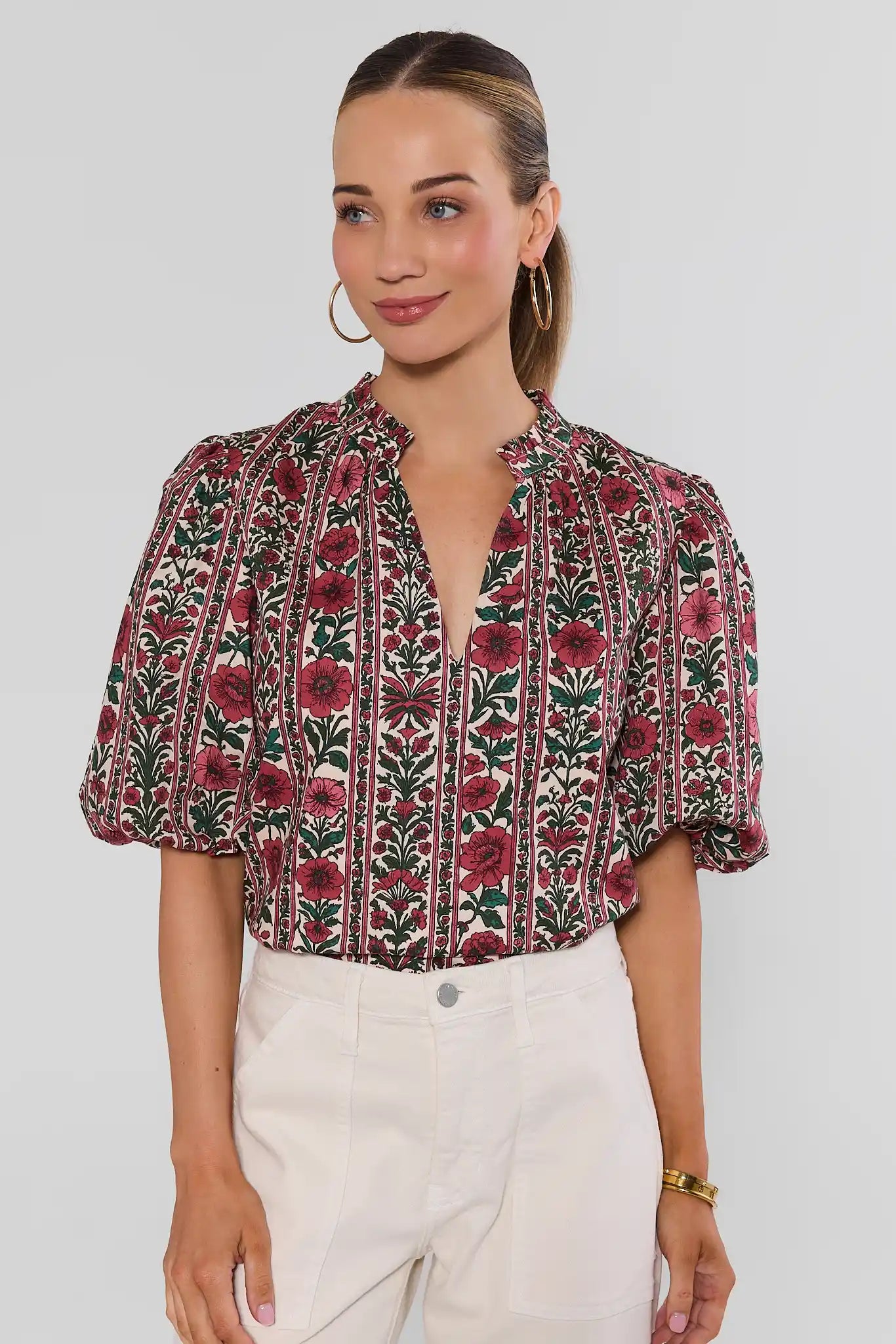 Charity Ivory Floral Printed Top