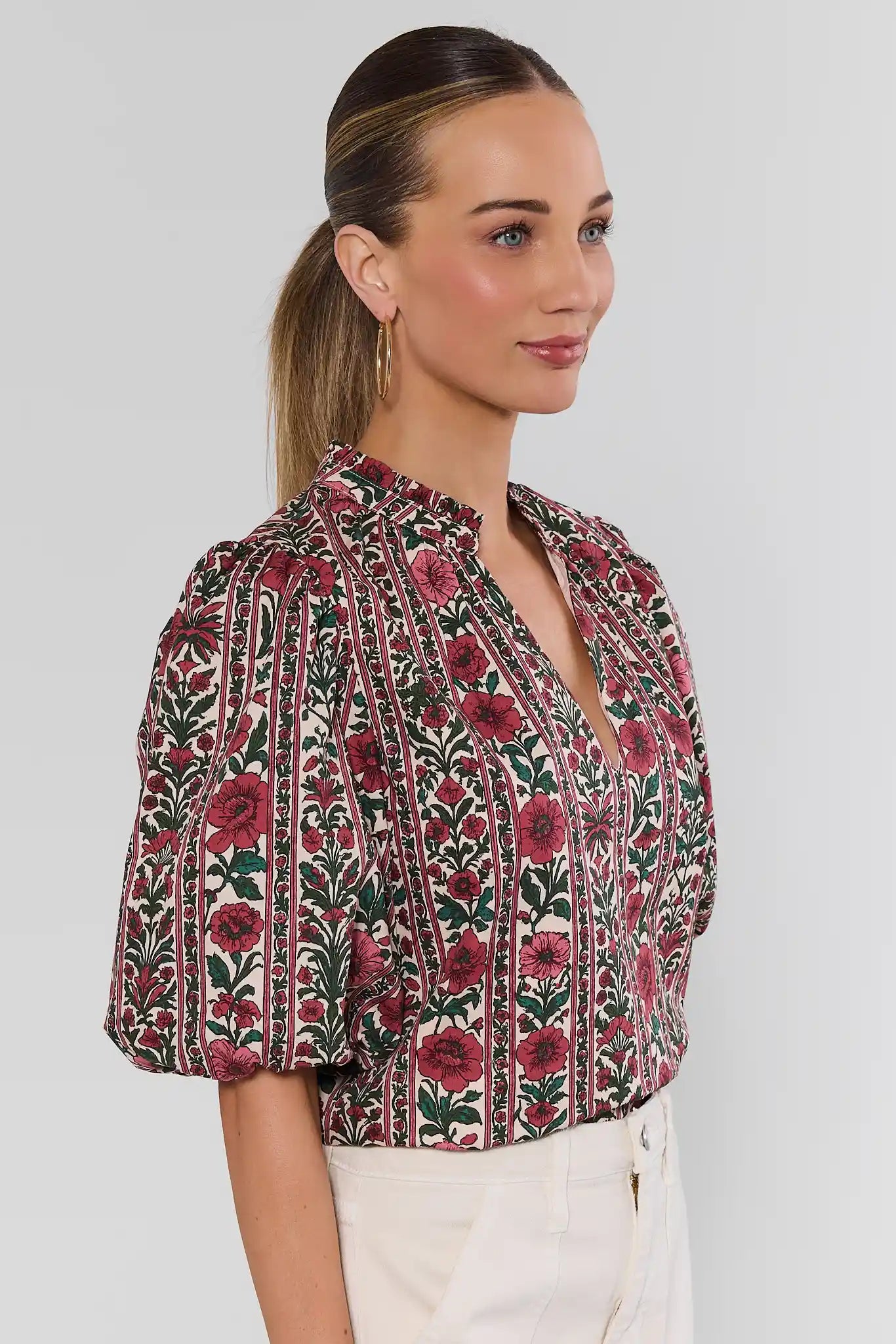 Charity Ivory Floral Printed Top