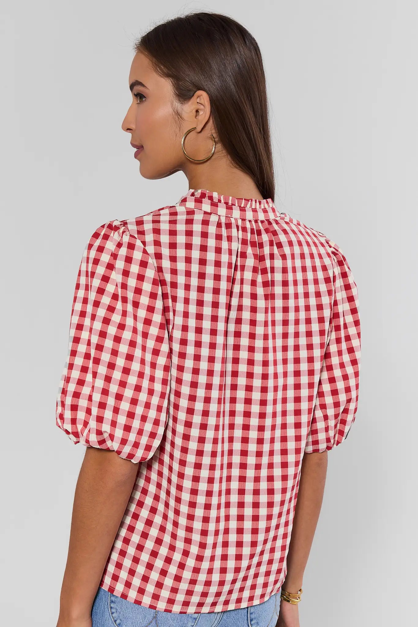 Charity Red Gingham Printed Top