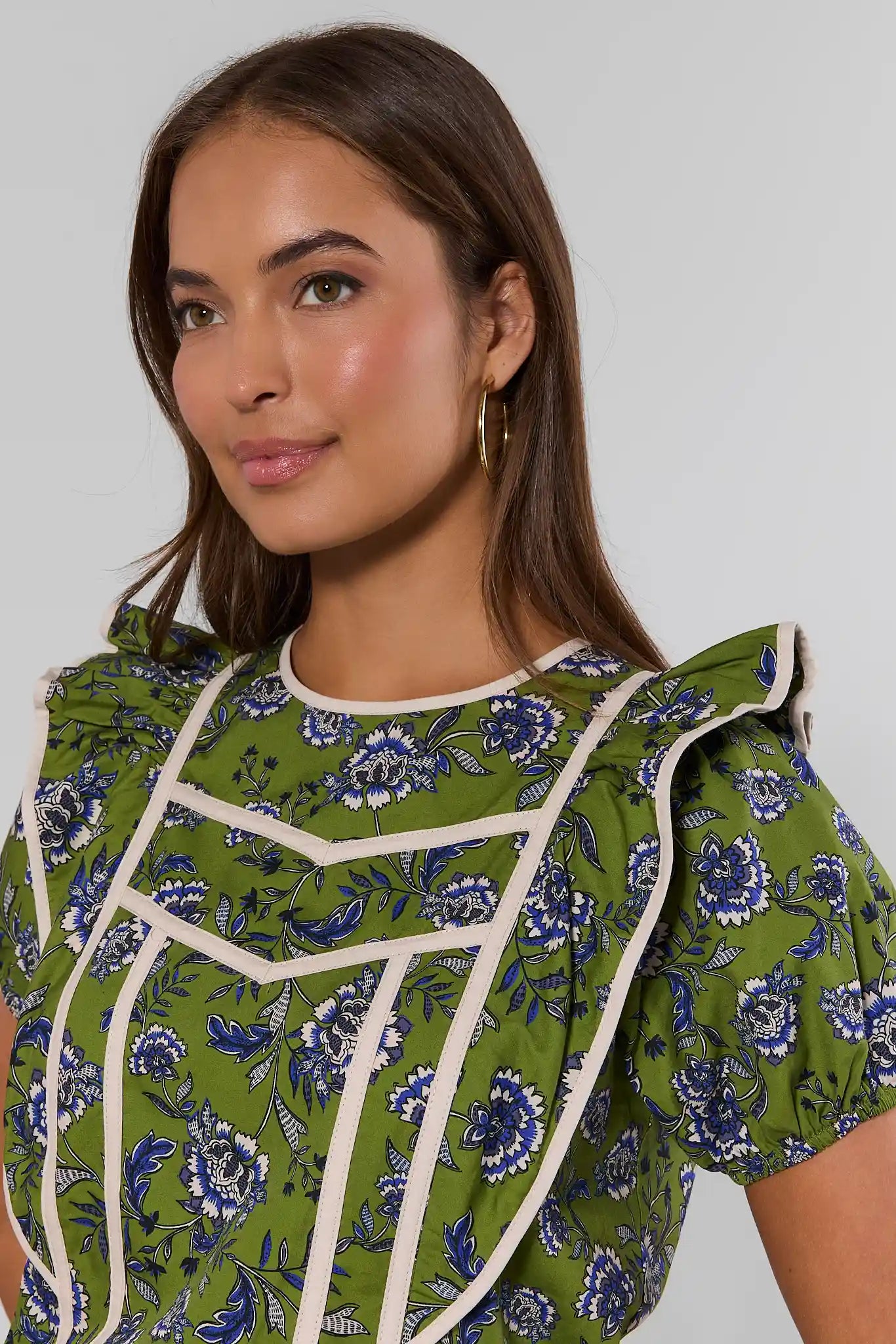 Olive Floral Printed Top