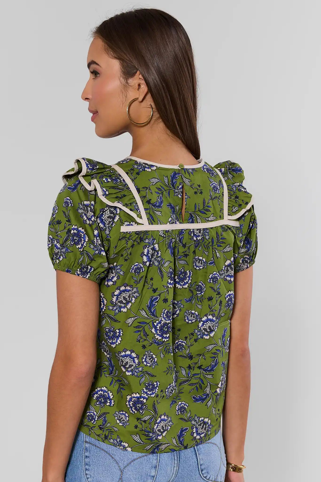 Olive Floral Printed Top