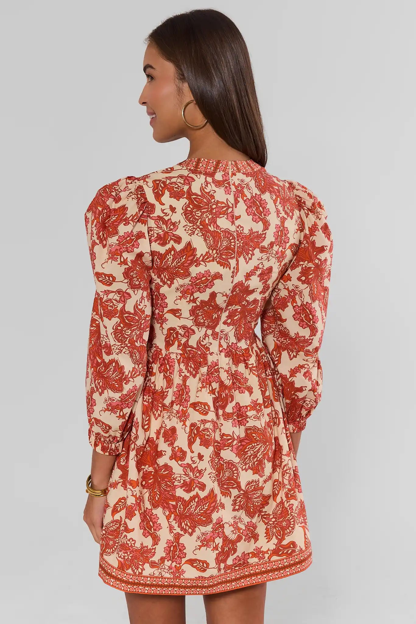 Melanie Orange Floral Short Dress
