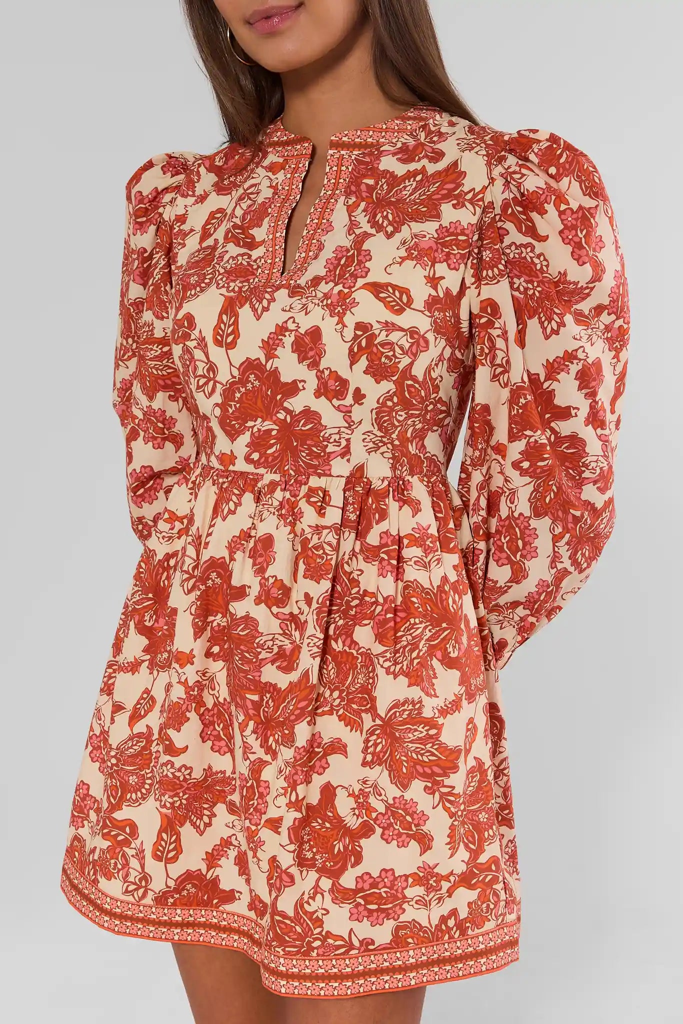 Melanie Orange Floral Short Dress