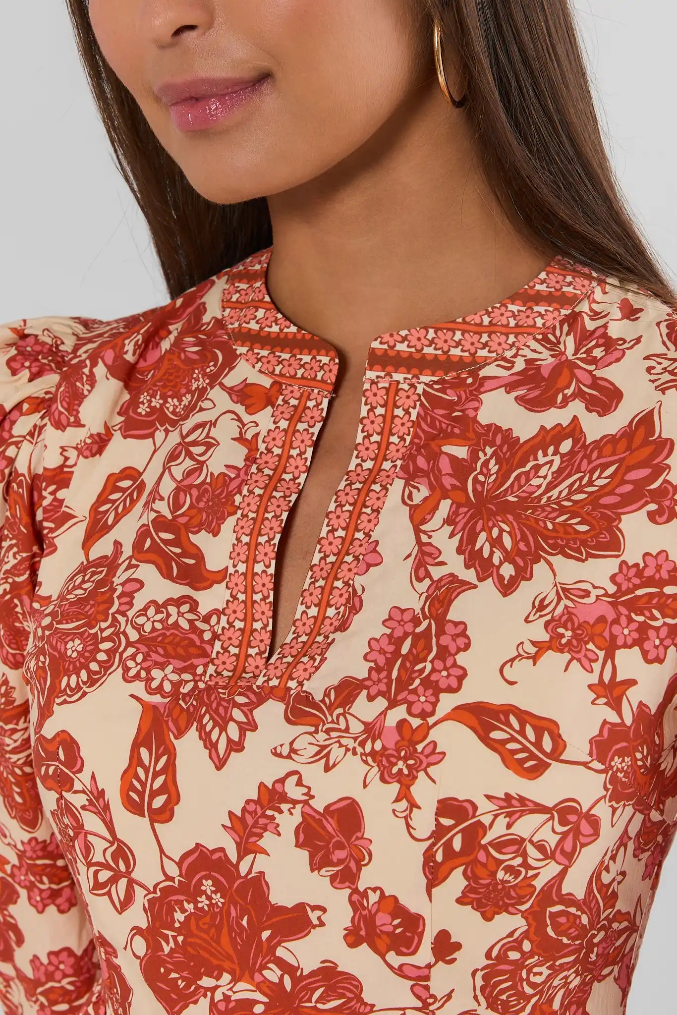 Melanie Orange Floral Short Dress