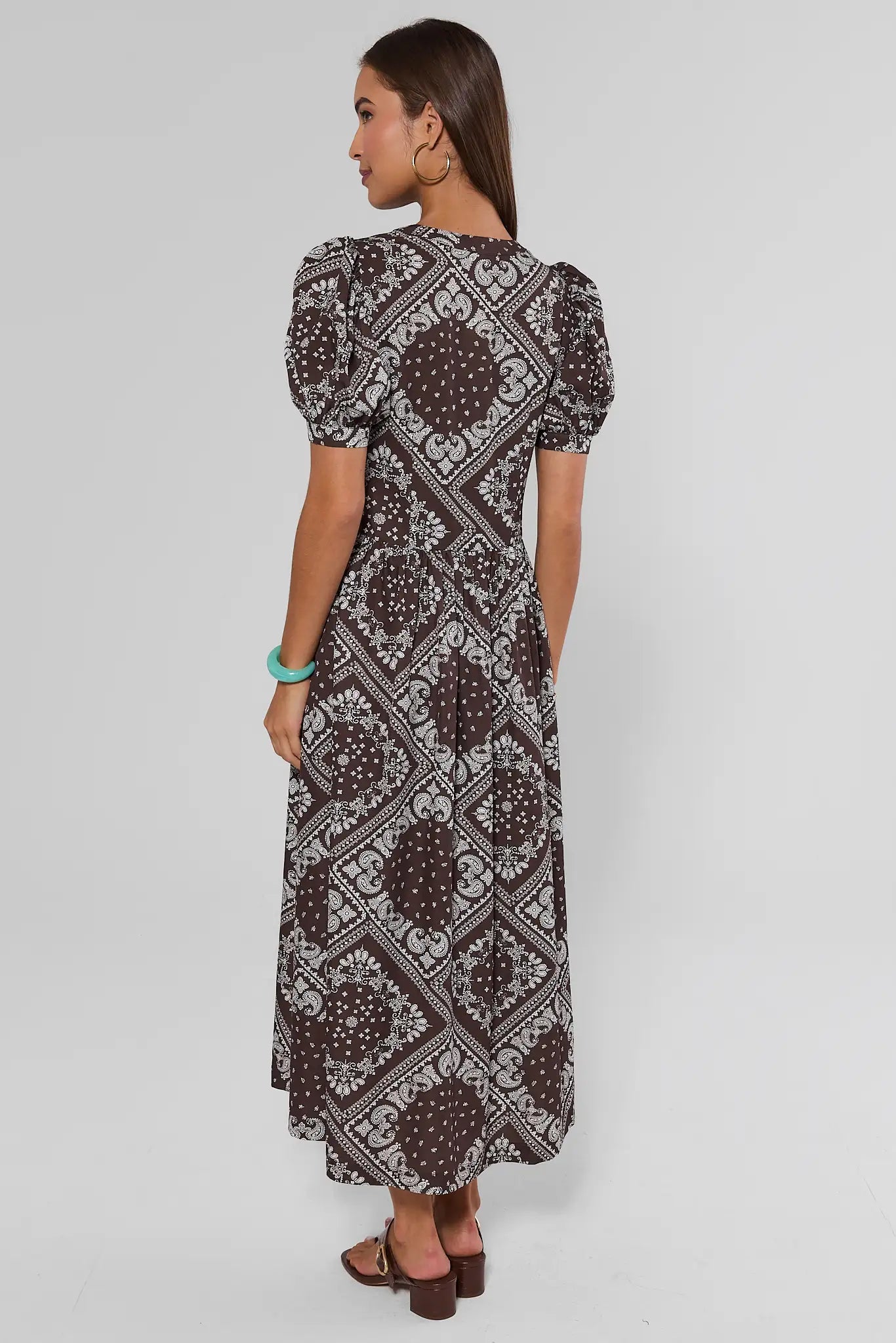 Brown Bandana Printed Maxi Dress