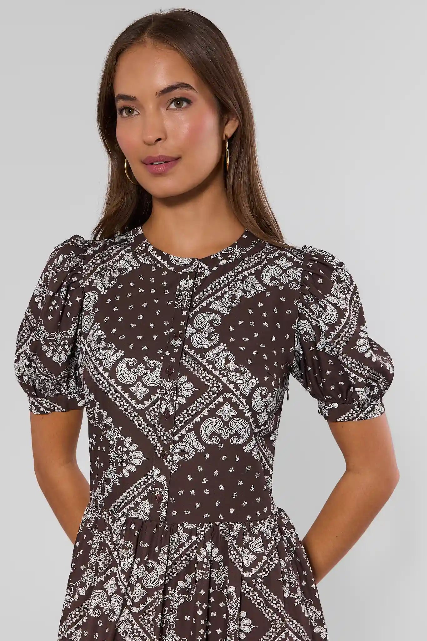 Brown Bandana Printed Maxi Dress