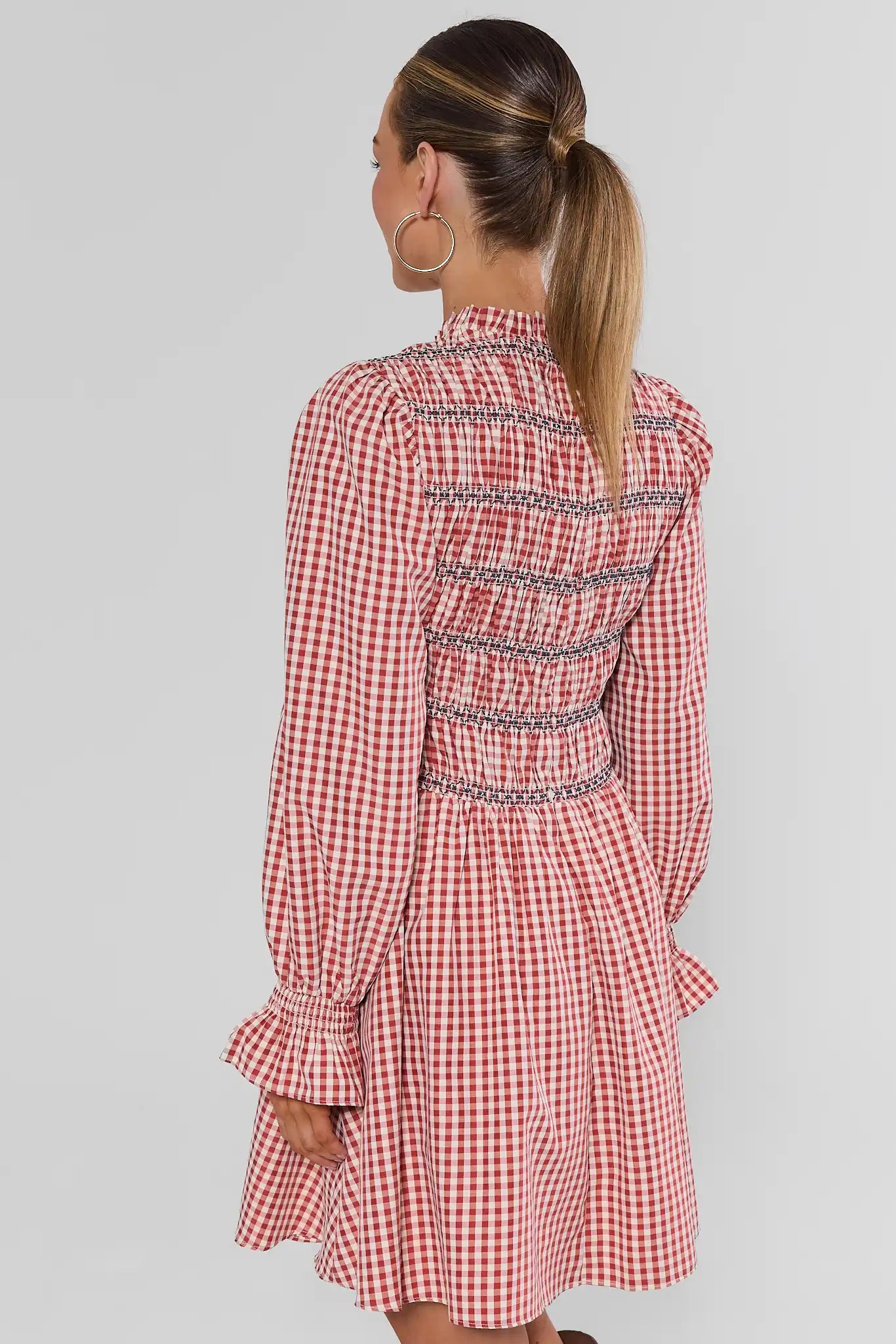 Francine Red Gingham Smocked Short Dress