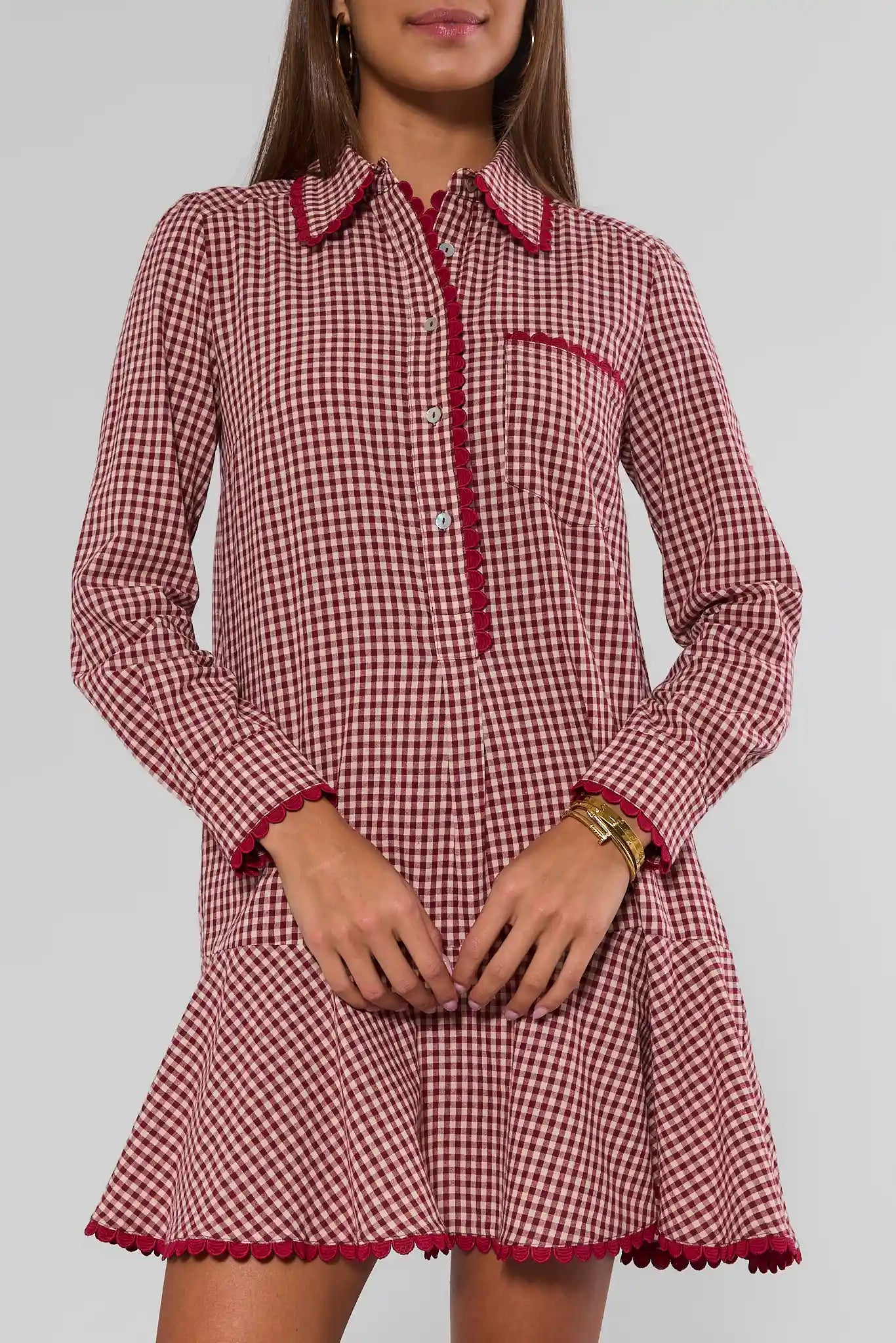 Meagan Red Gingham Drop Waist Dress