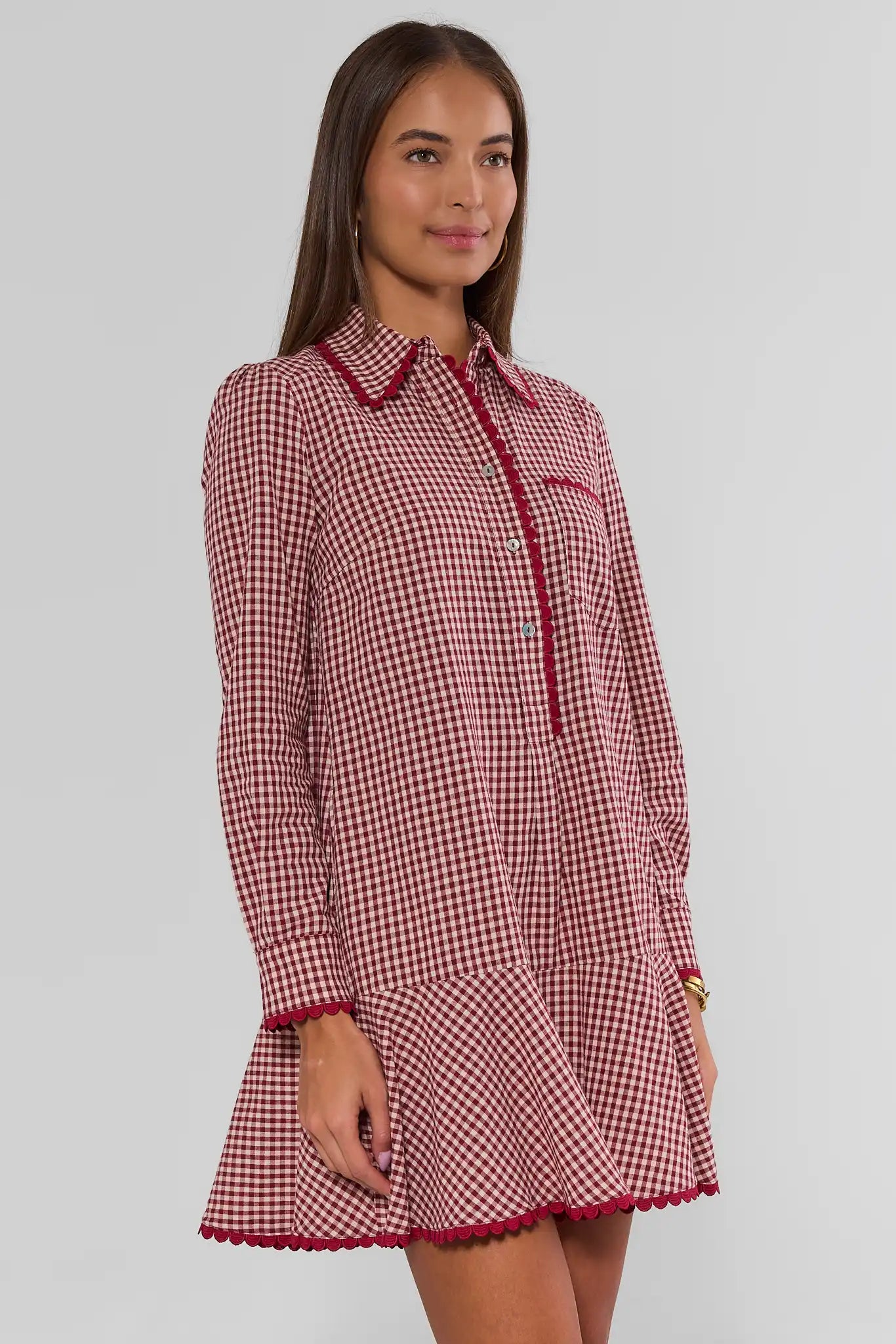Meagan Red Gingham Drop Waist Dress