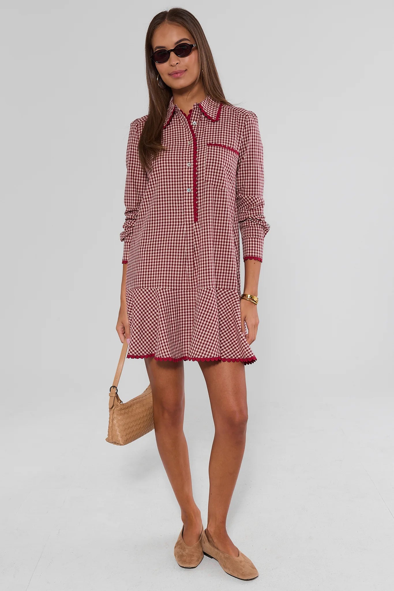 Meagan Red Gingham Drop Waist Dress