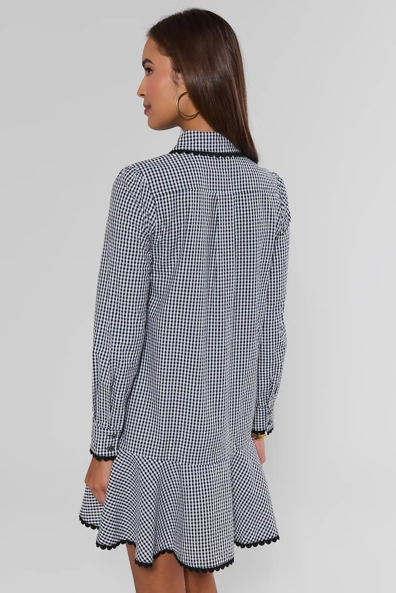 Meagan Black Gingham Drop Waist Dress