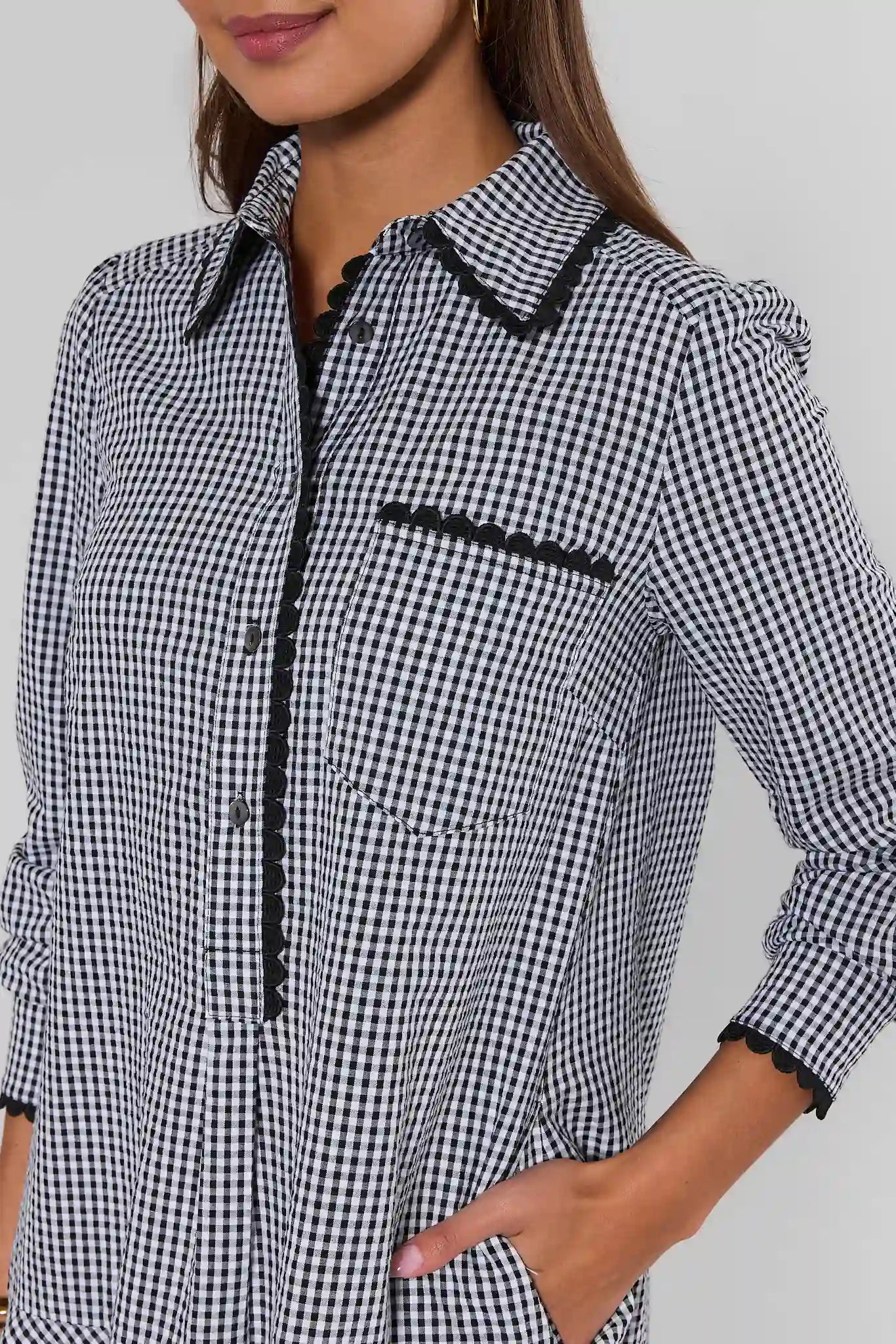 Meagan Black Gingham Drop Waist Dress