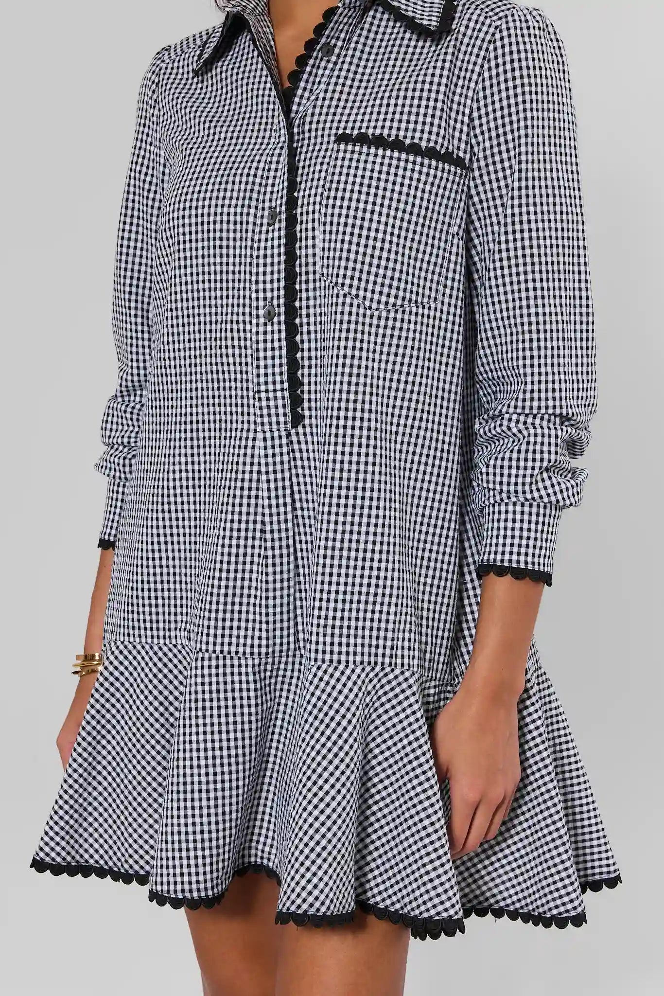 Meagan Black Gingham Drop Waist Dress