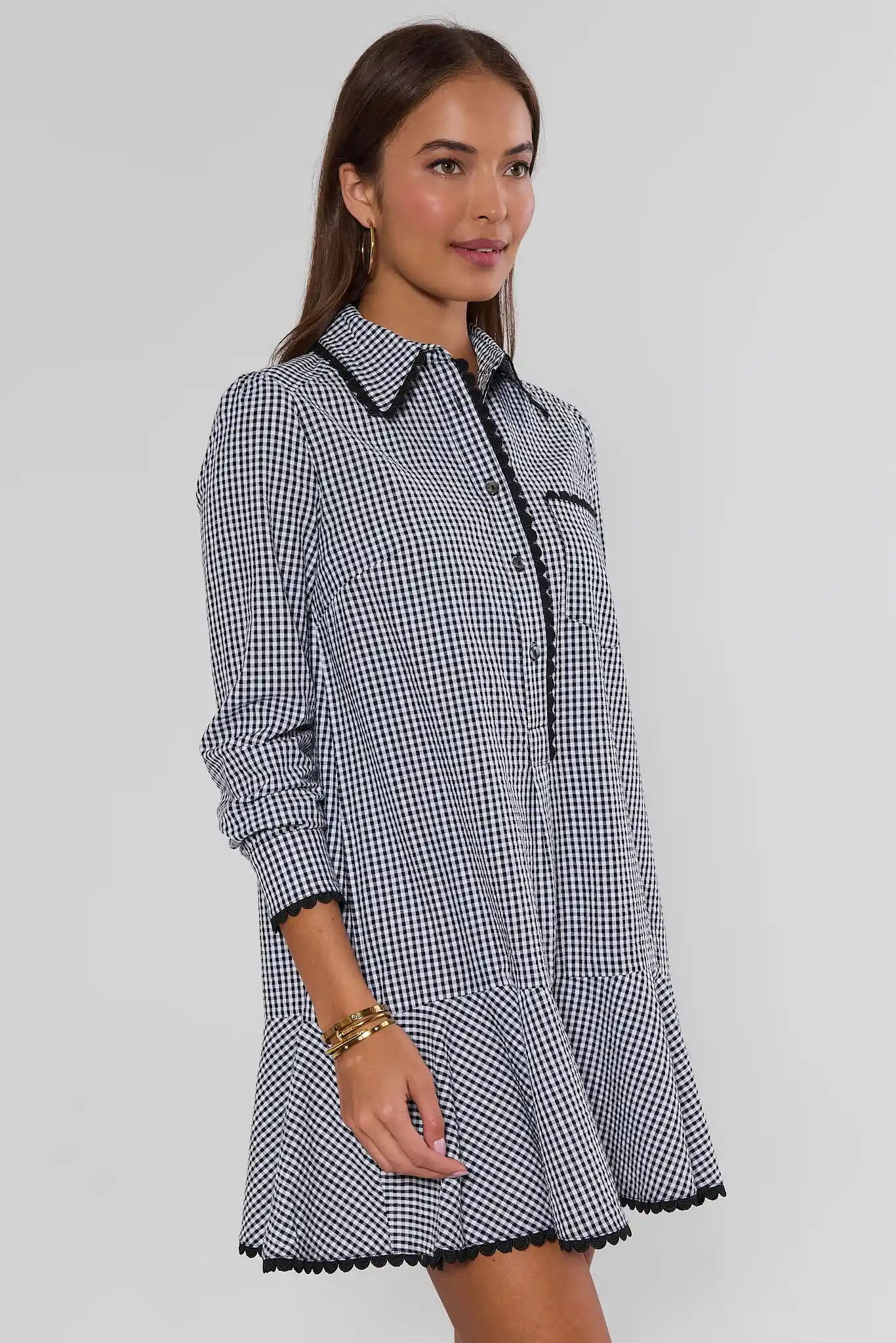 Meagan Black Gingham Drop Waist Dress