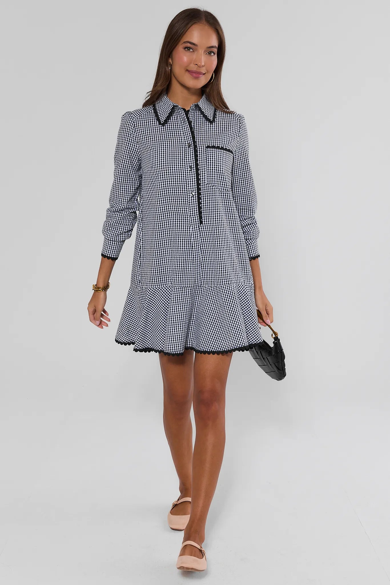 Meagan Black Gingham Drop Waist Dress