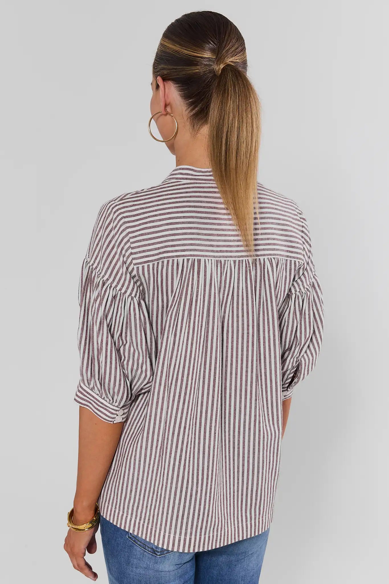 Melody Brown Striped Short Sleeve Top