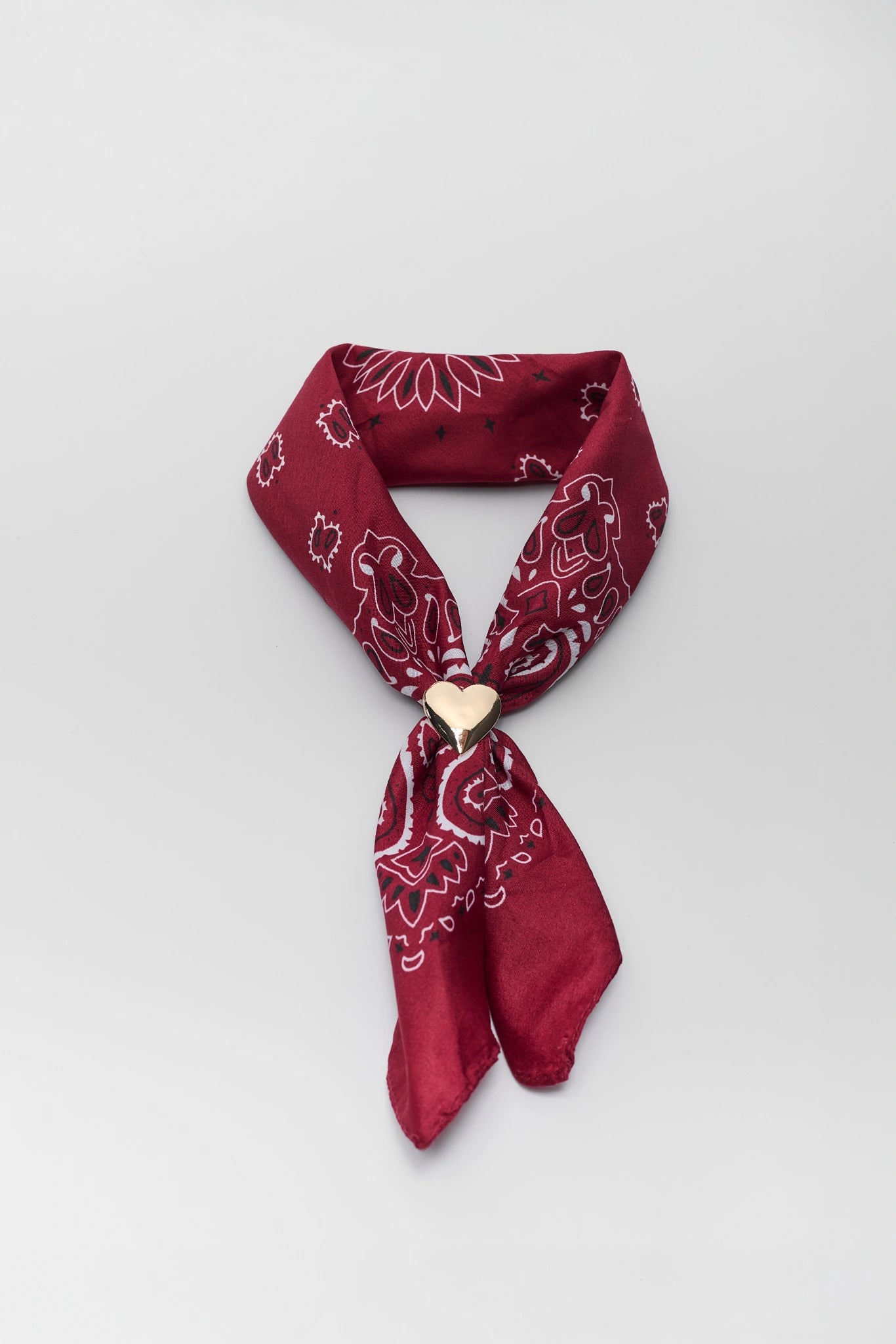 Red Bandana Gold Heart Scarf