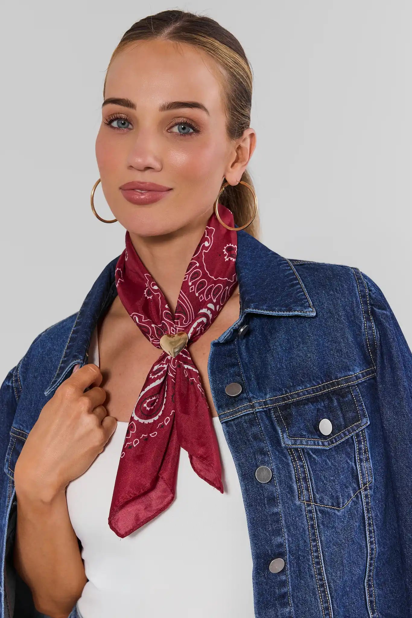Red Bandana Gold Heart Scarf