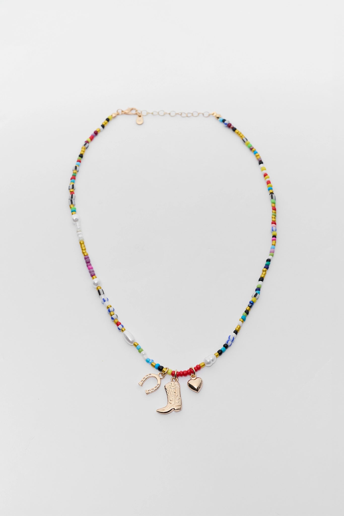 Multi Beaded Boot Charm Necklace