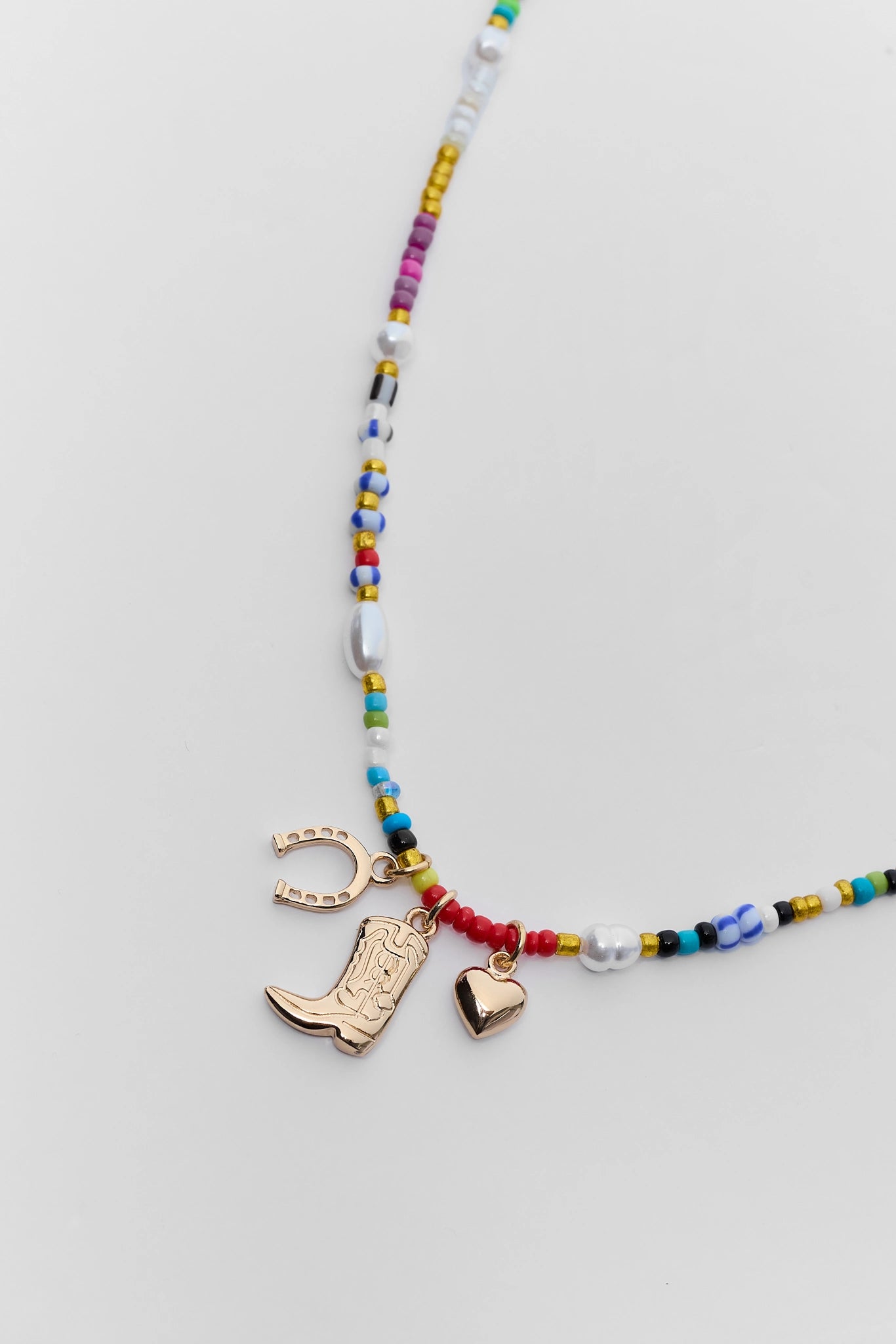 Multi Beaded Boot Charm Necklace