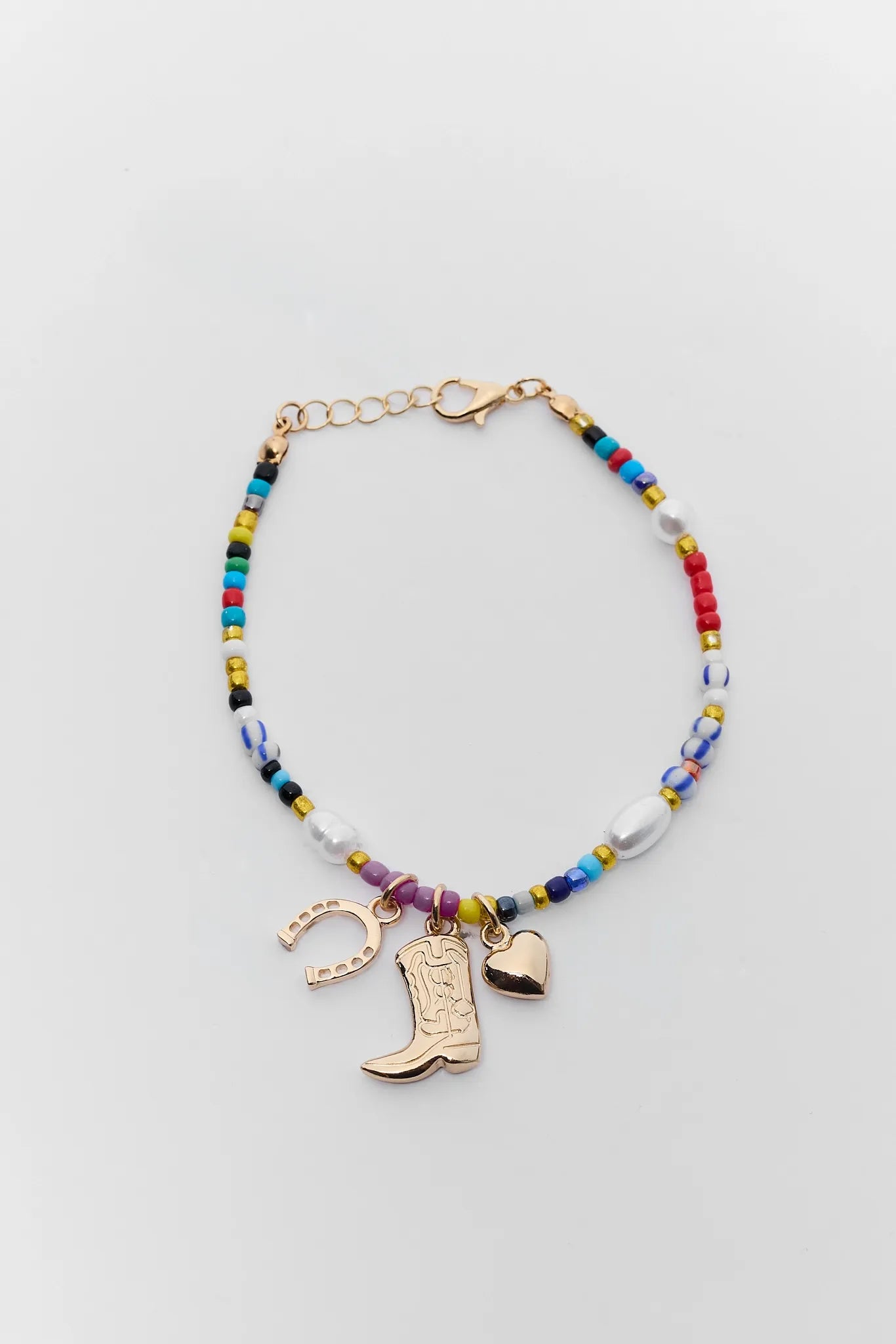 Multi Beaded Boot Charm Bracelet