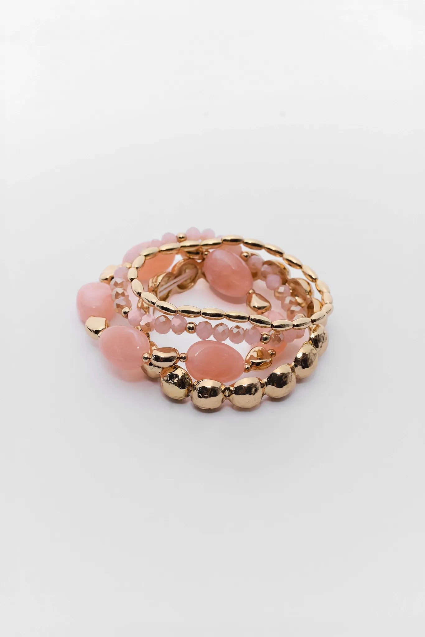 Pink Beaded Stretch Bracelet Stack