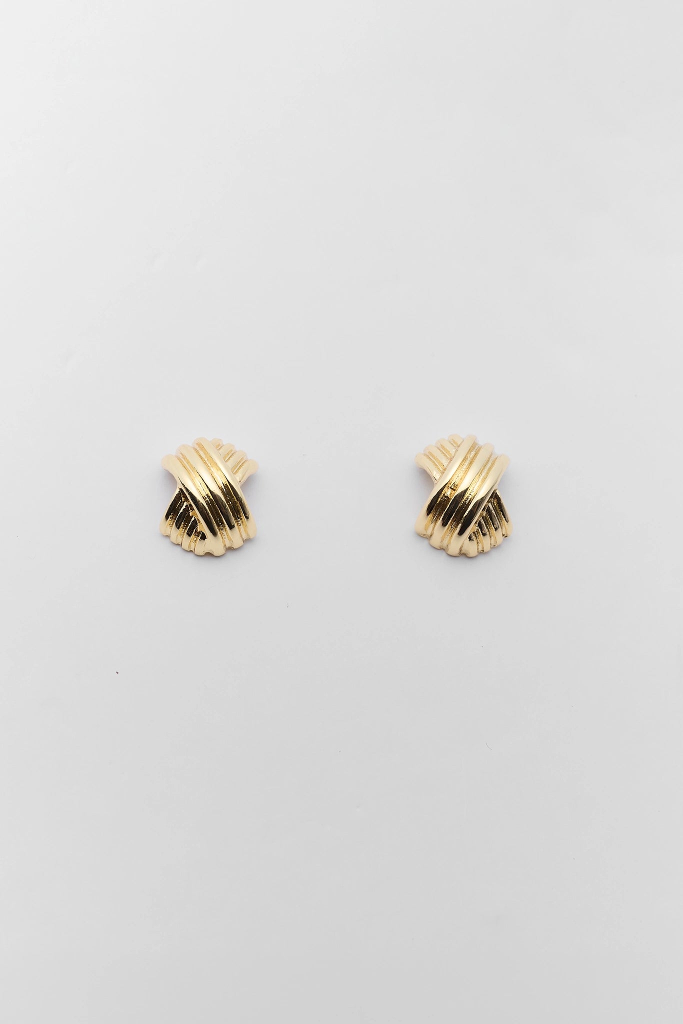 Gold Ridged Stud Earrings