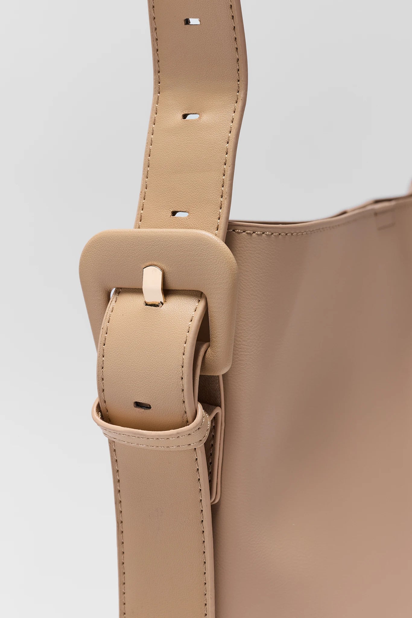 Tan Faux Leather Bucket Bag