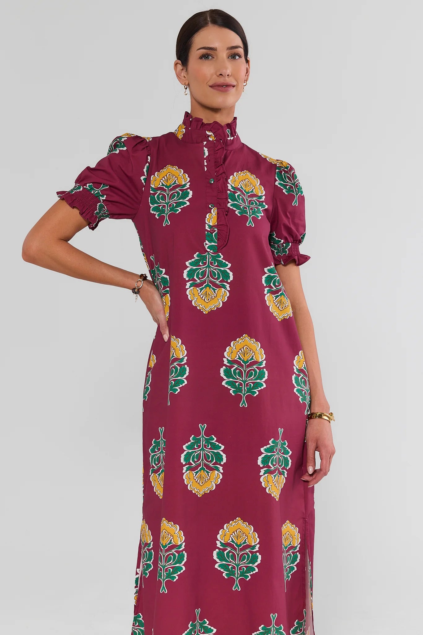 Red Floral Print Maxi Dress