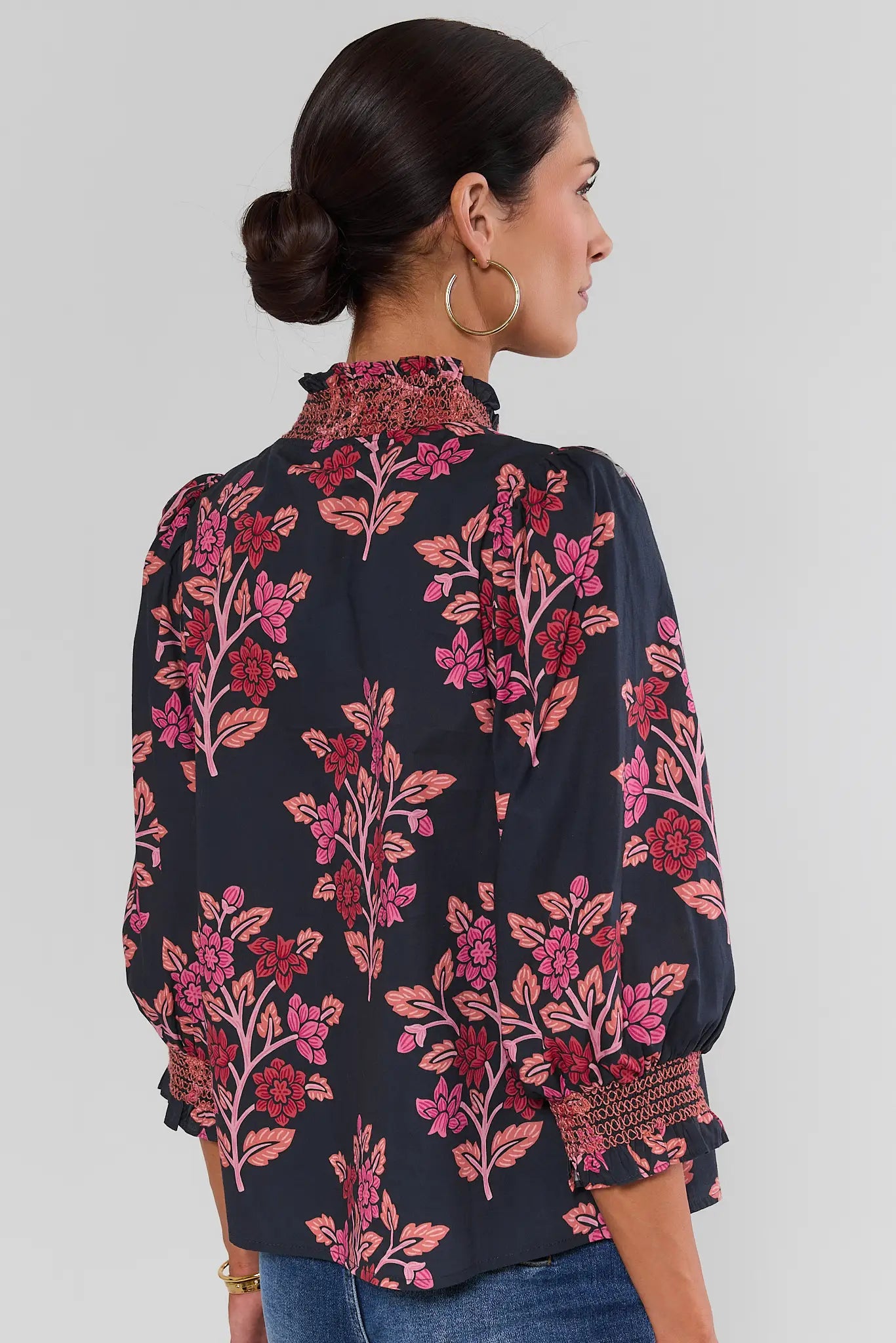 Navy Floral Printed Top