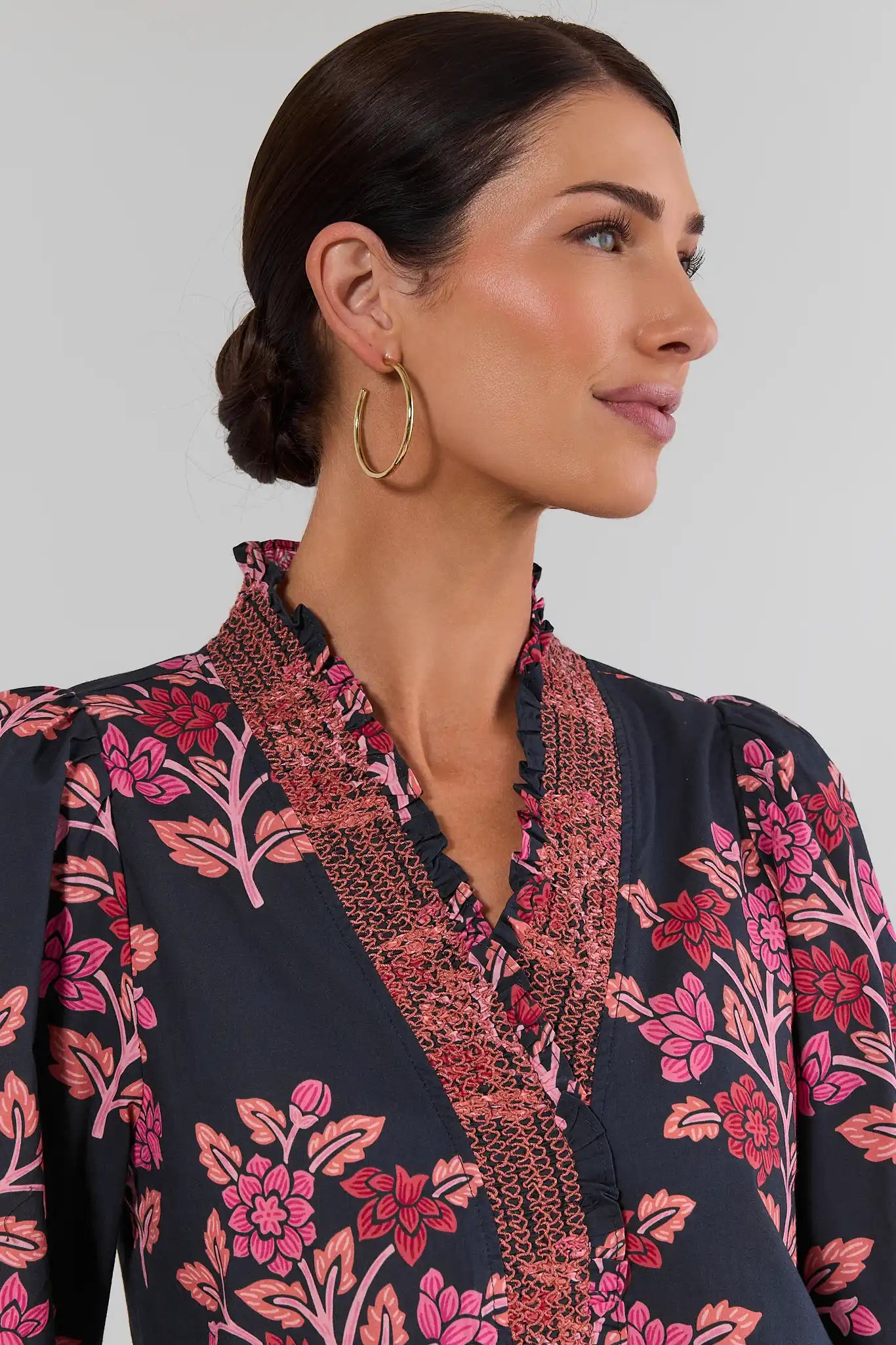 Navy Floral Printed Top