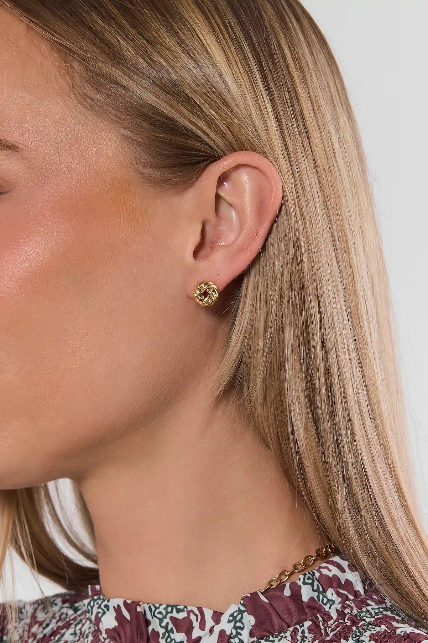 Cute Gold Knot Stud Earrings