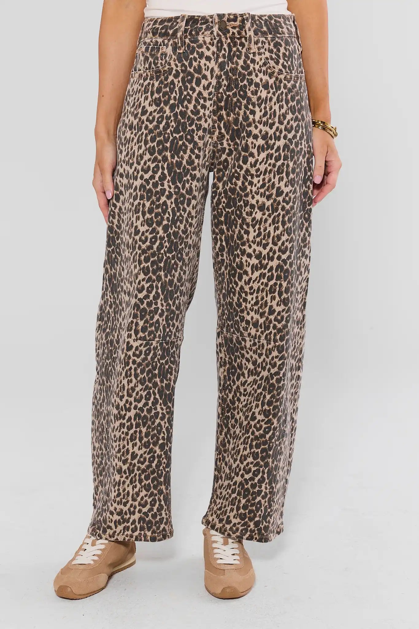 Harper Leopard Print Barrel Jeans