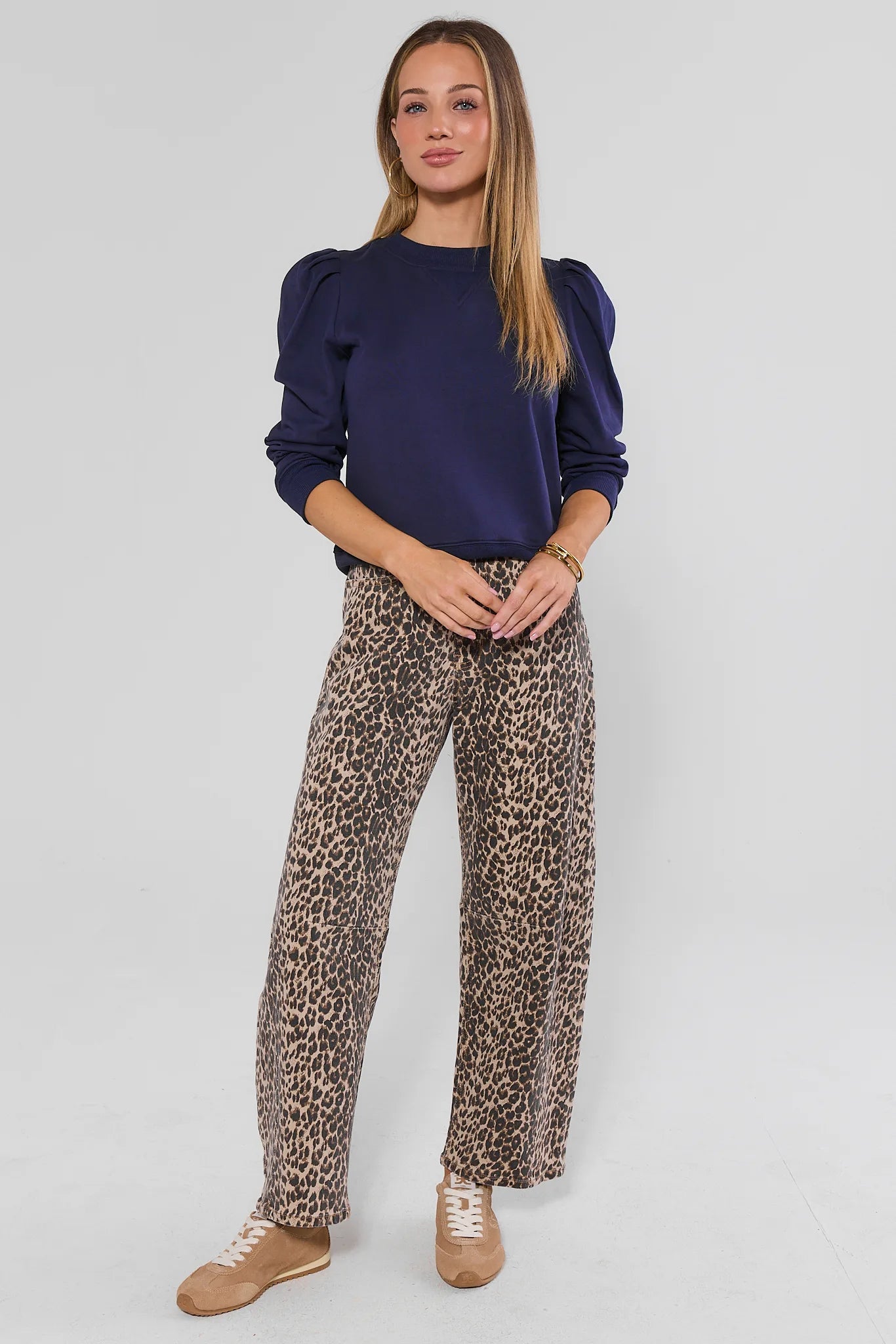 Harper Leopard Print Barrel Jeans