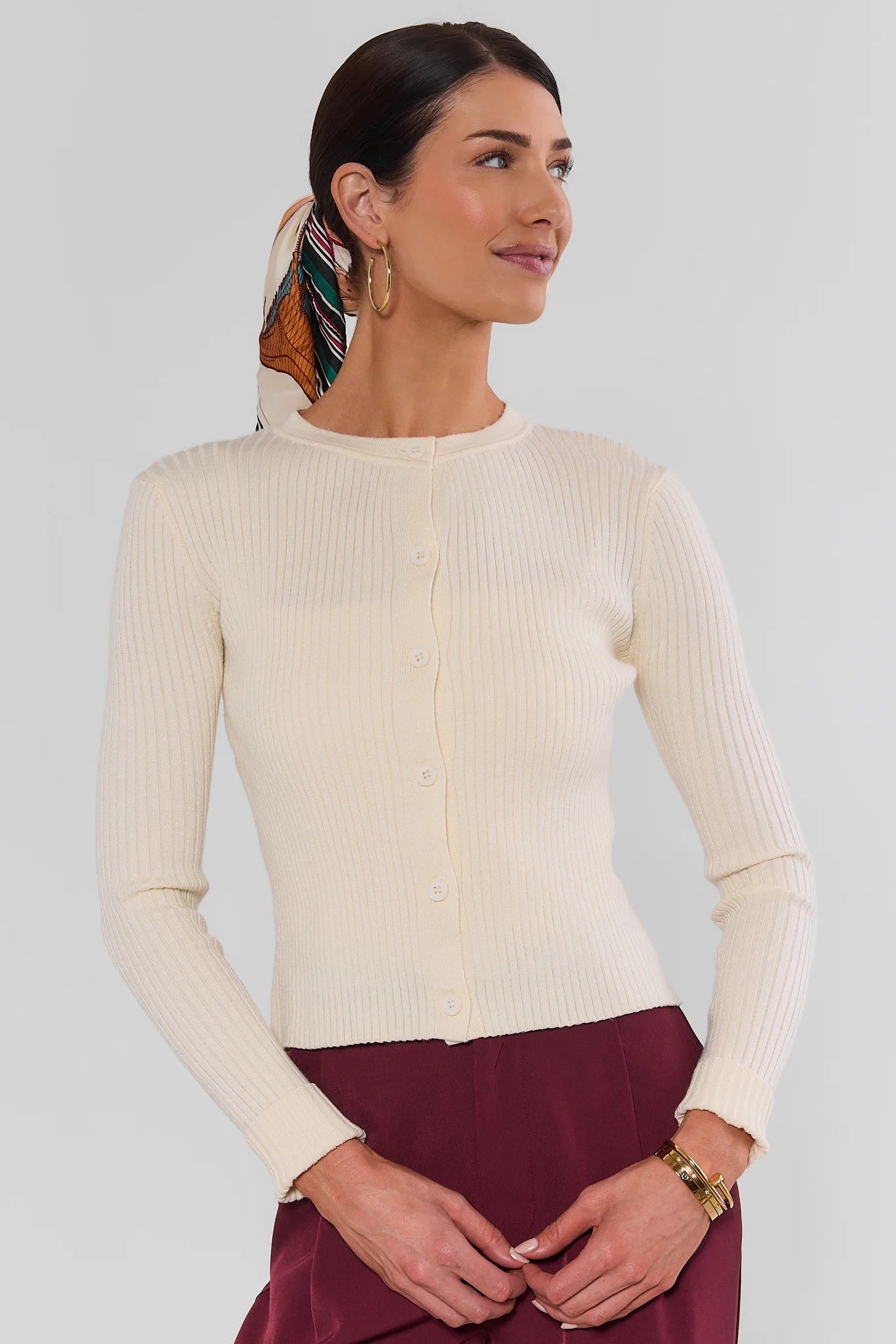 Marion Cream Ribbed Cardigan
