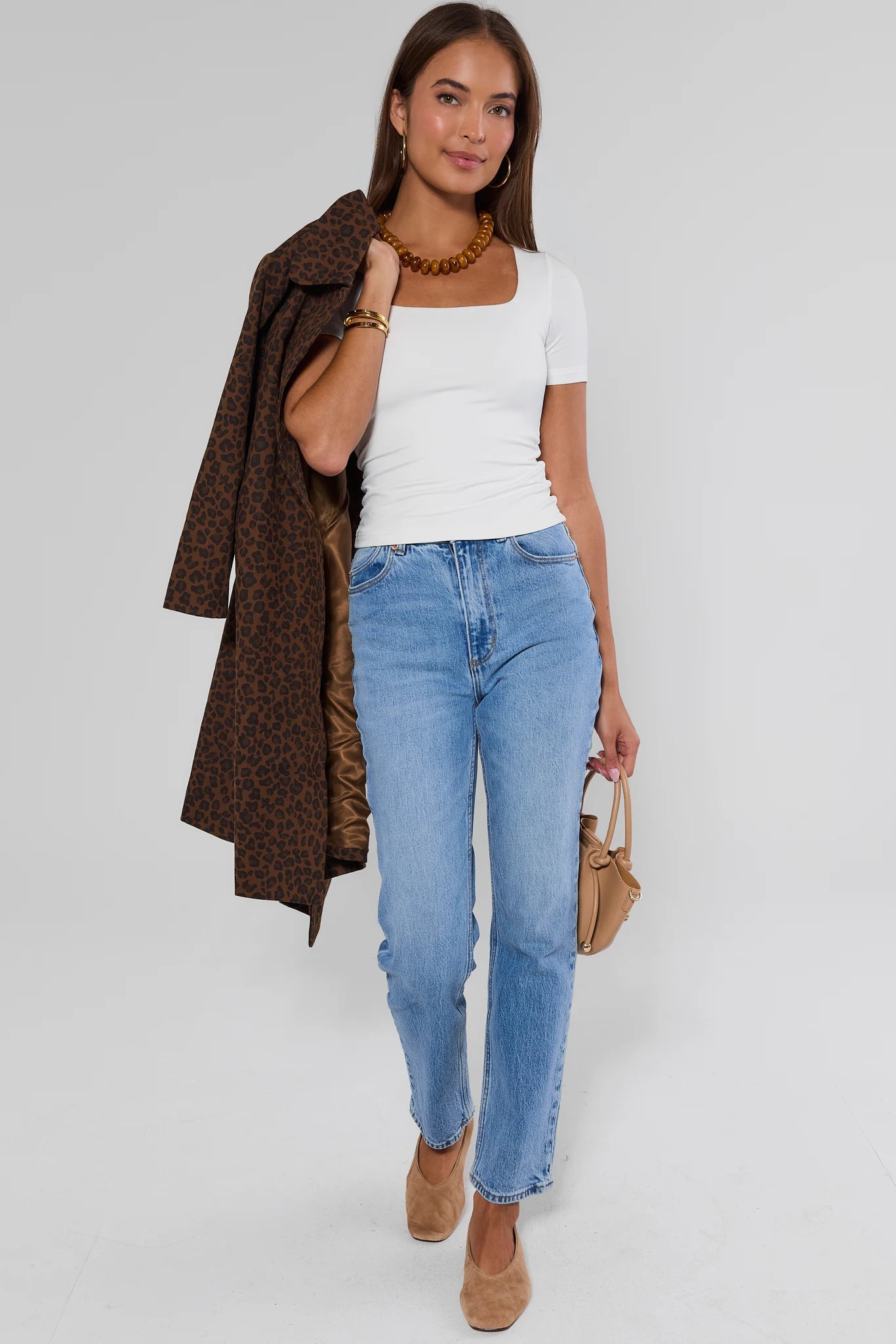 White Square Neck Top