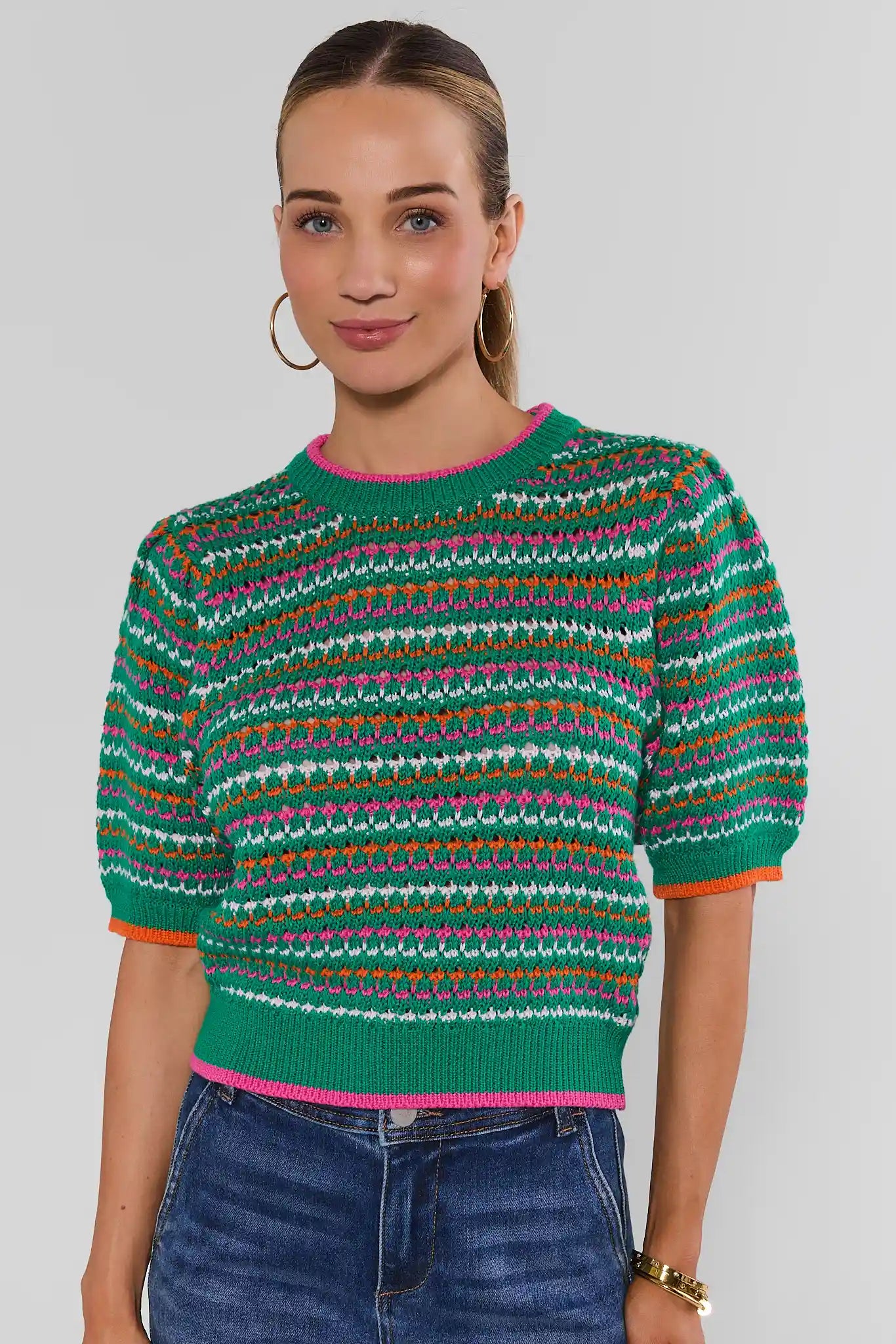 Georgie Green Striped Knit Top