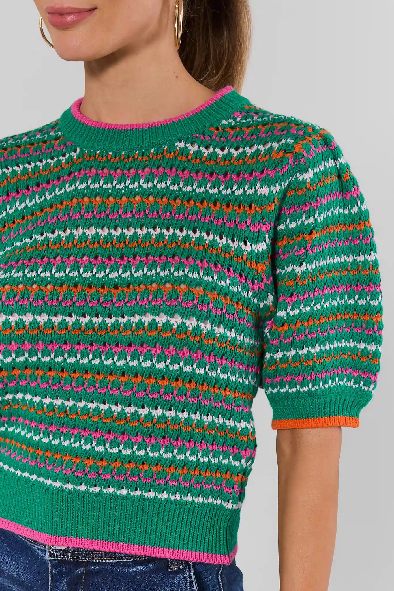 Georgie Green Striped Knit Top