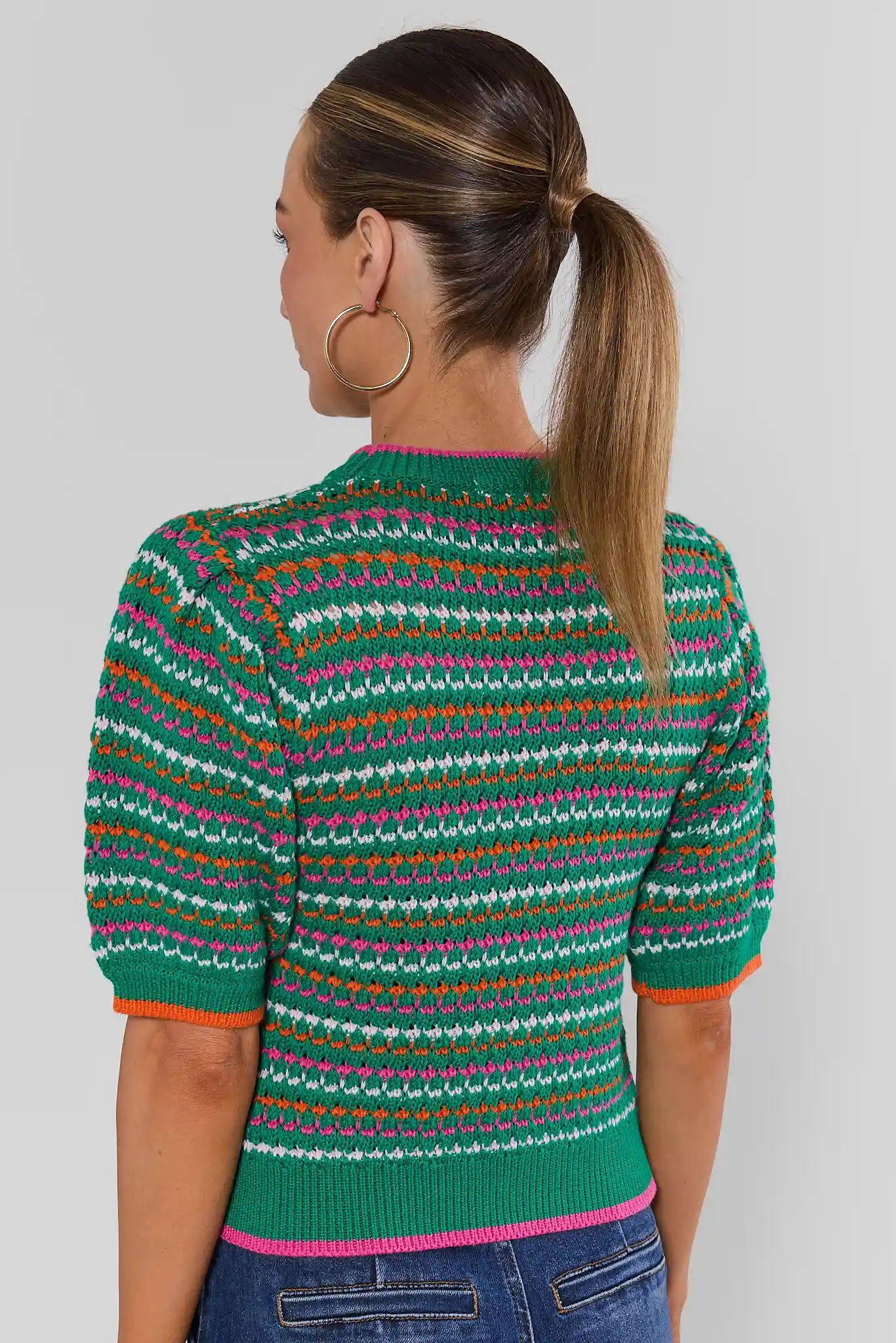 Georgie Green Striped Knit Top