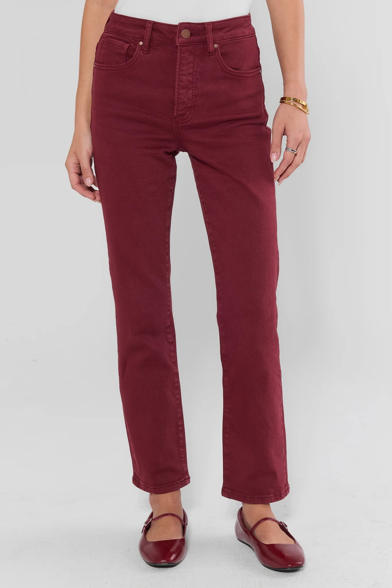 Leah Burgundy Straight Leg Jeans