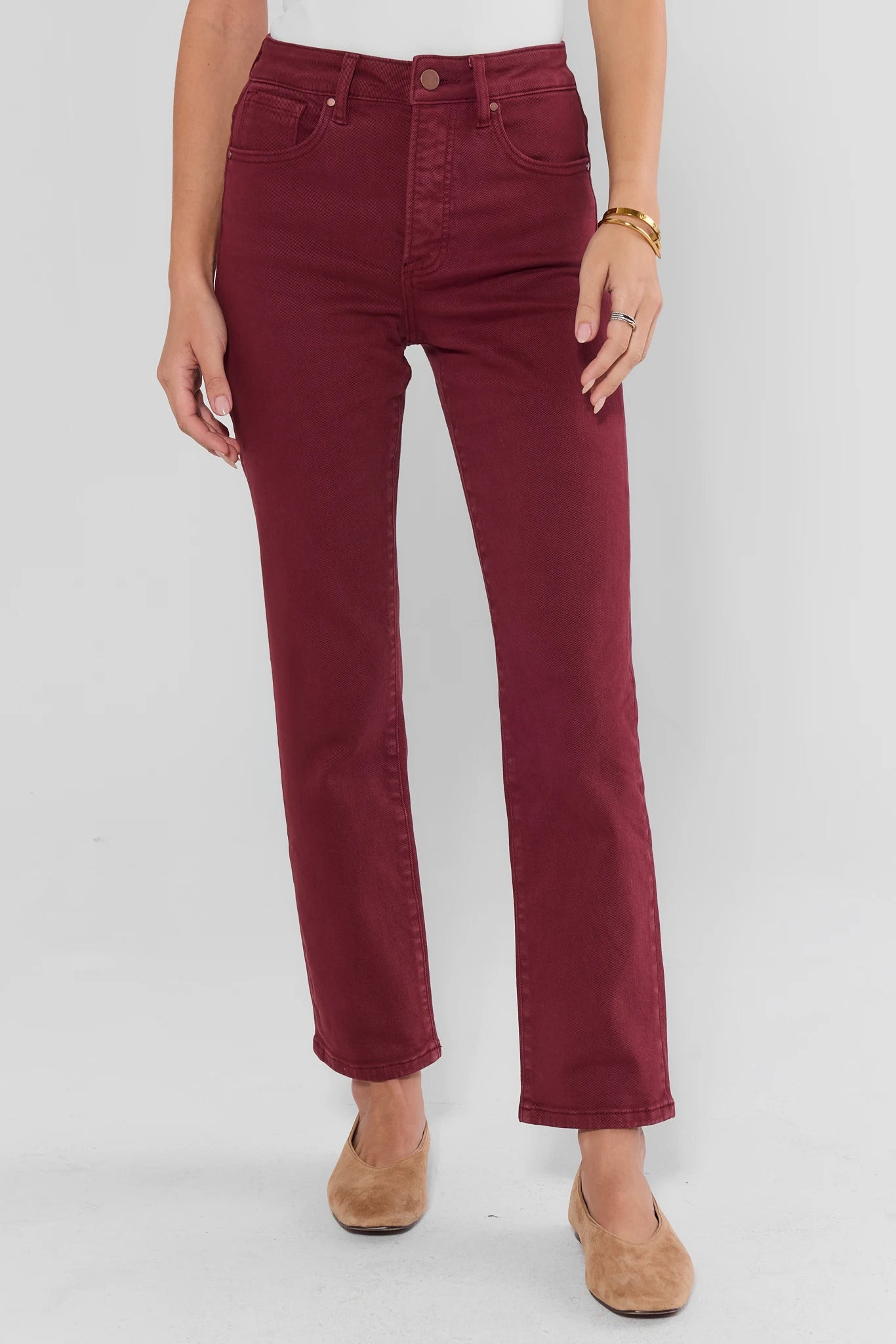 Leah Burgundy Straight Leg Jeans
