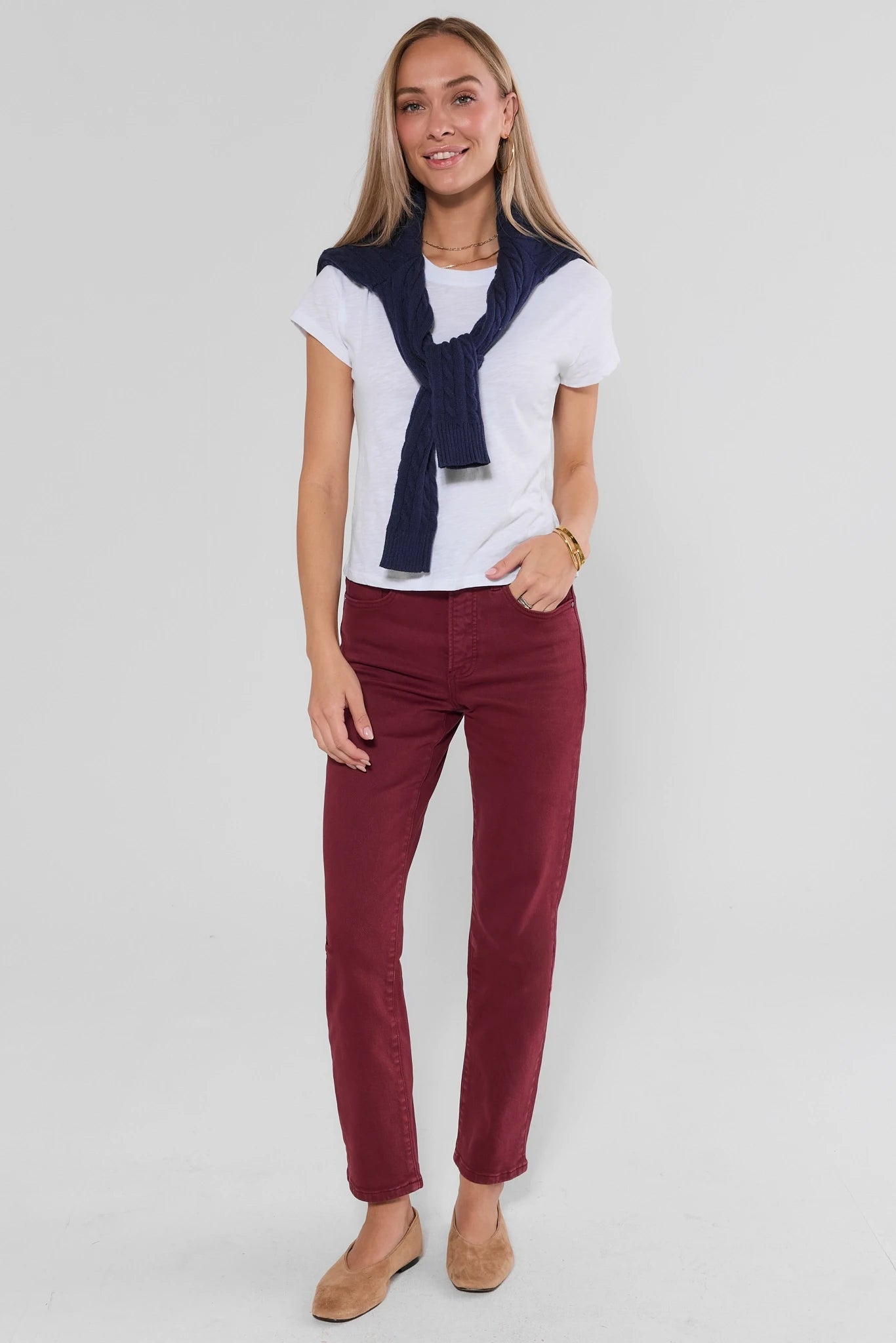 Leah Burgundy Straight Leg Jeans